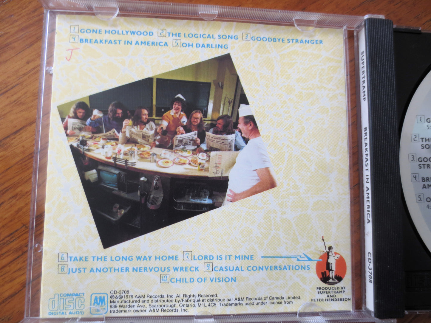 SUPERTRAMP, Breakfast in America, 1985 Compact Disc, Vintage Cd