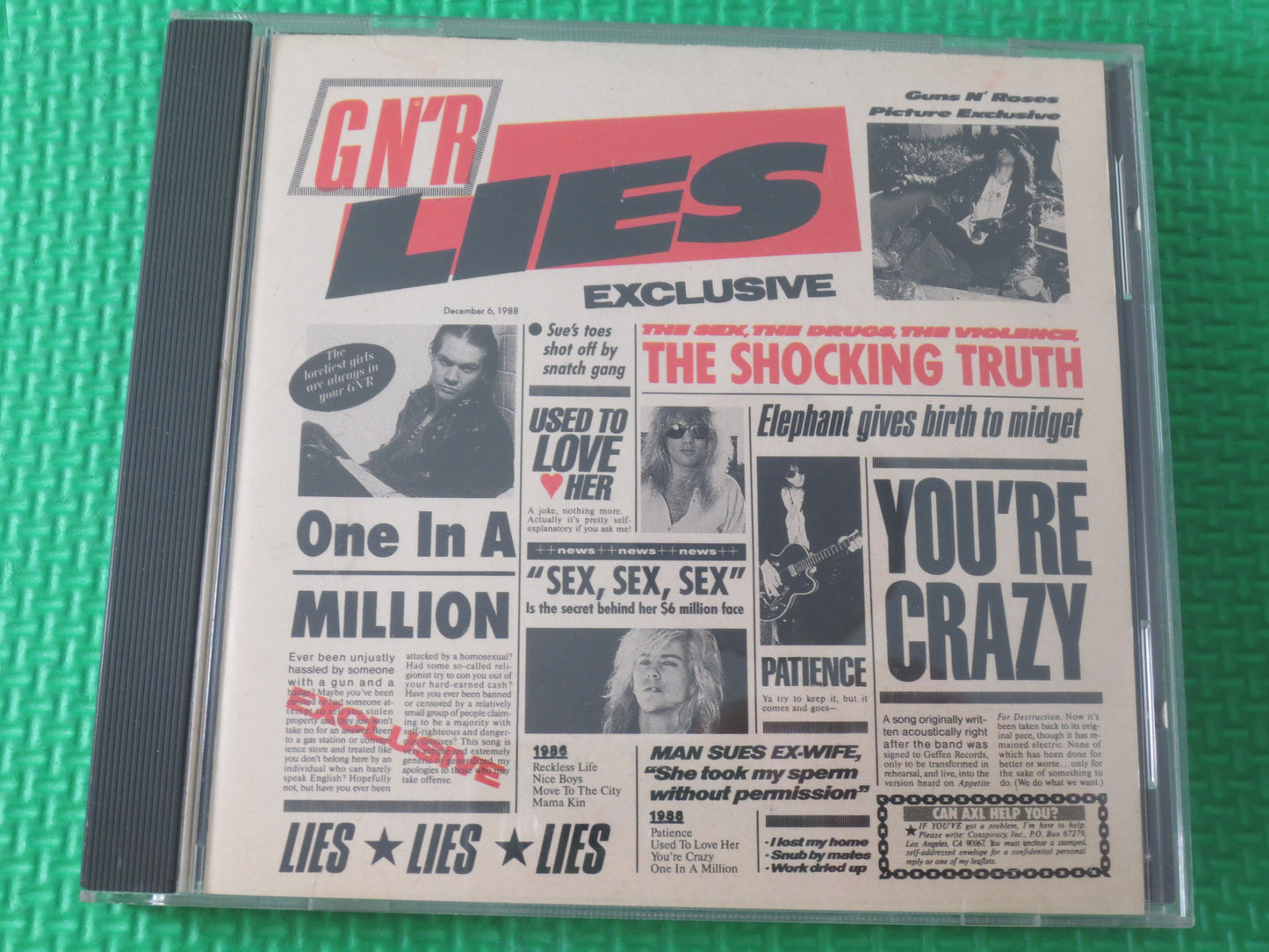 GUNS and ROSES, G N' R MUG, Guns 'n Roses Lp, Guns 'N Roses Cd, Guns 'N Roses Cup, Vintage Compact Disc, Cd, 1988 Compact Disc