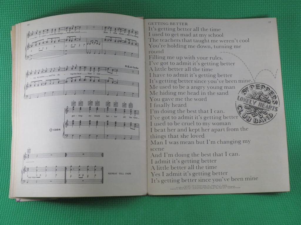 The Beatles – Sgt. Pepper's Lonely Hearts Club Band Sheet Music Book (1967)