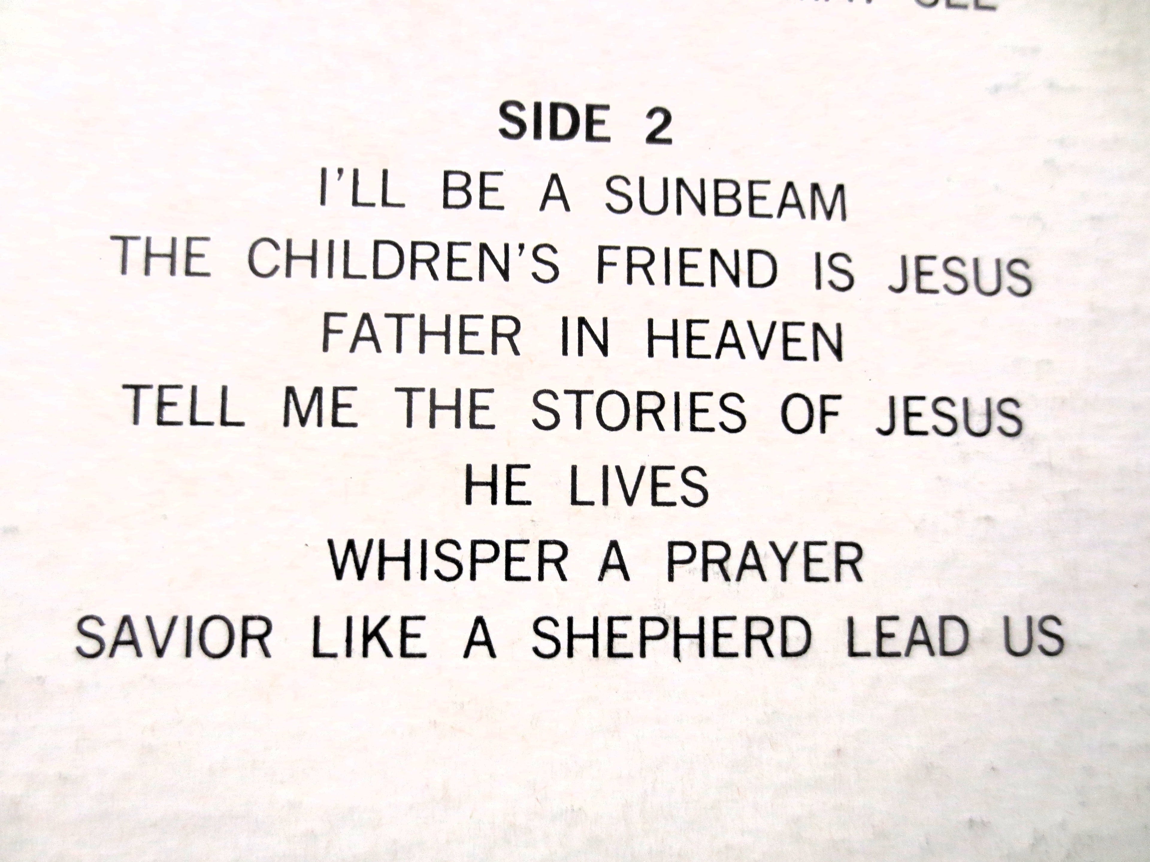 Sunday School Songs (c.1965) Vinyl LP