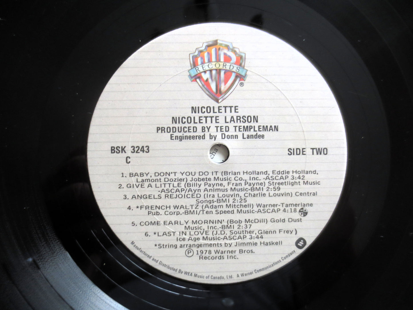 NICOLETTE LARSON, Debut Album, 1978 Record Vinyl Lp