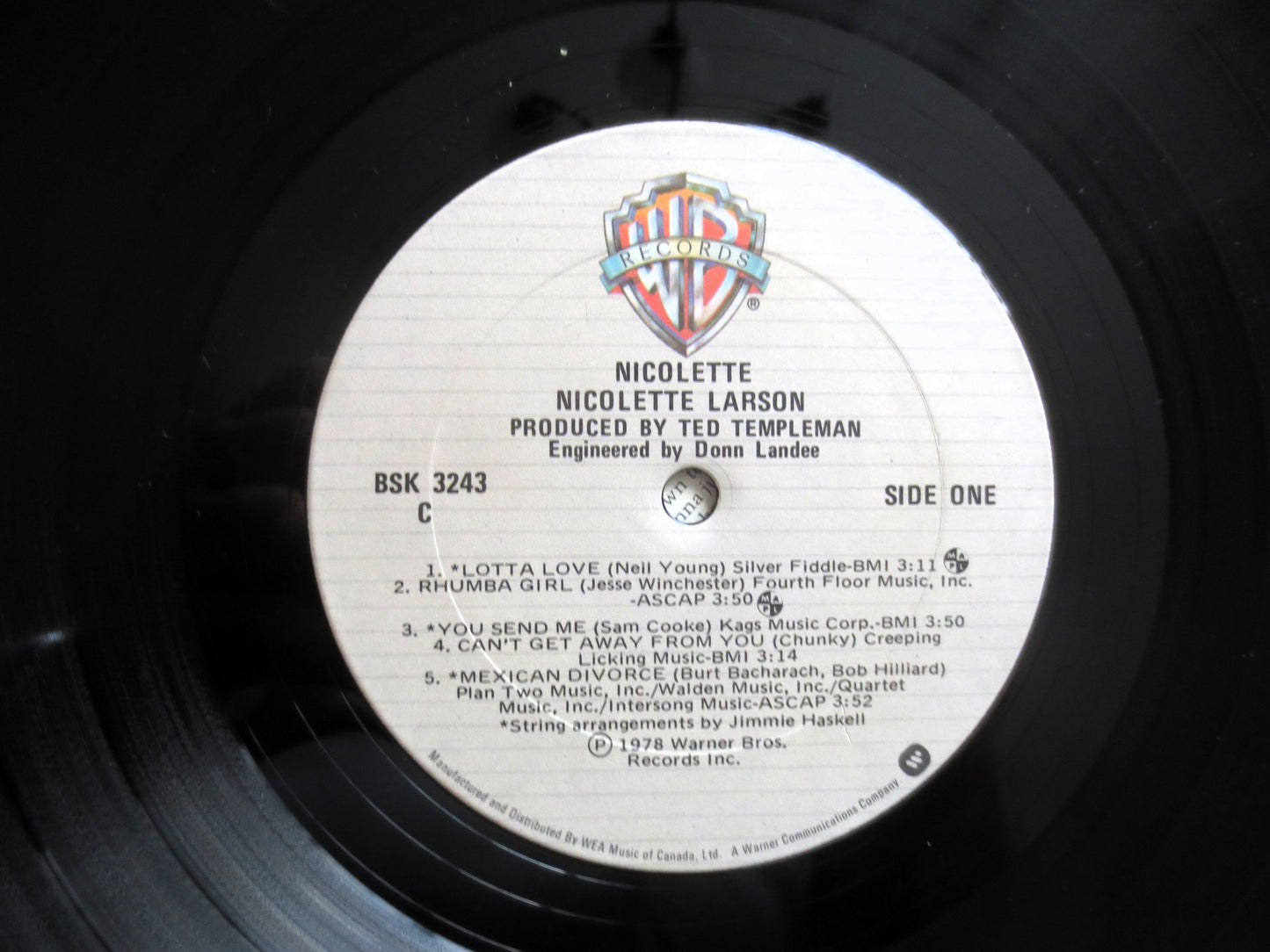 NICOLETTE LARSON, Debut Album, 1978 Record Vinyl Lp