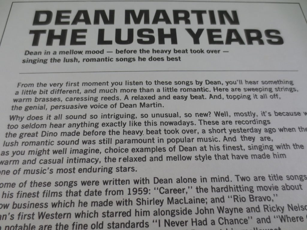 Dean Martin – The Lush Years (1965) Vinyl LP