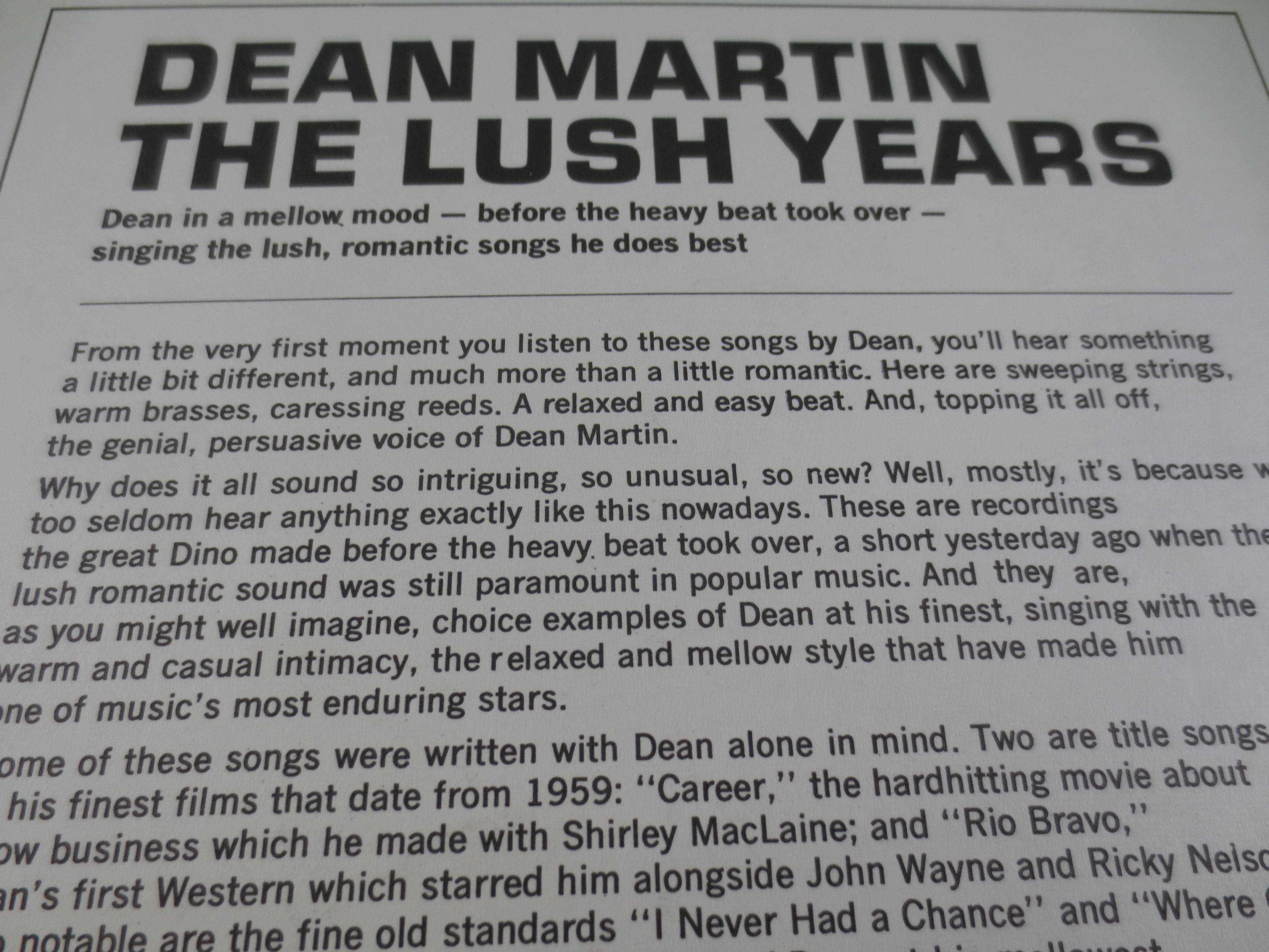 Dean Martin – The Lush Years (1965) Vinyl LP