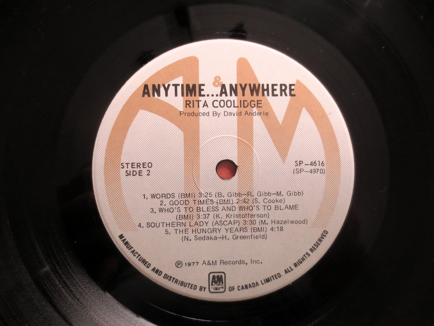 RITA COOLIDGE, ANYTIME Anywhere, Country Album, 1977 Record, Vinyl Lp