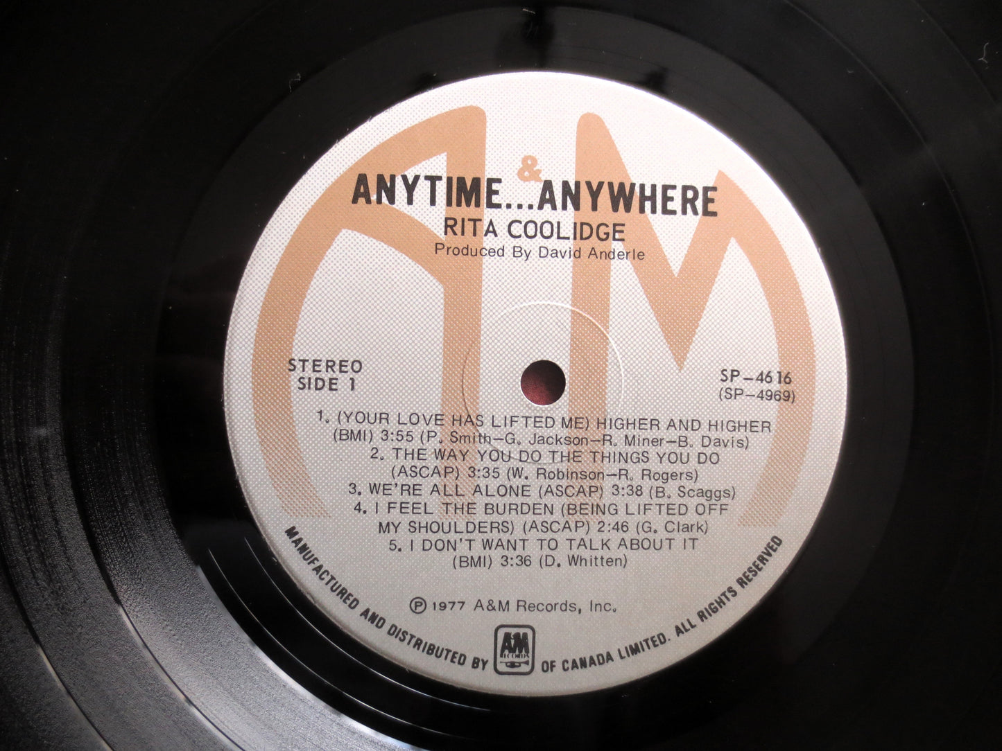 RITA COOLIDGE, ANYTIME Anywhere, Country Album, 1977 Record, Vinyl Lp