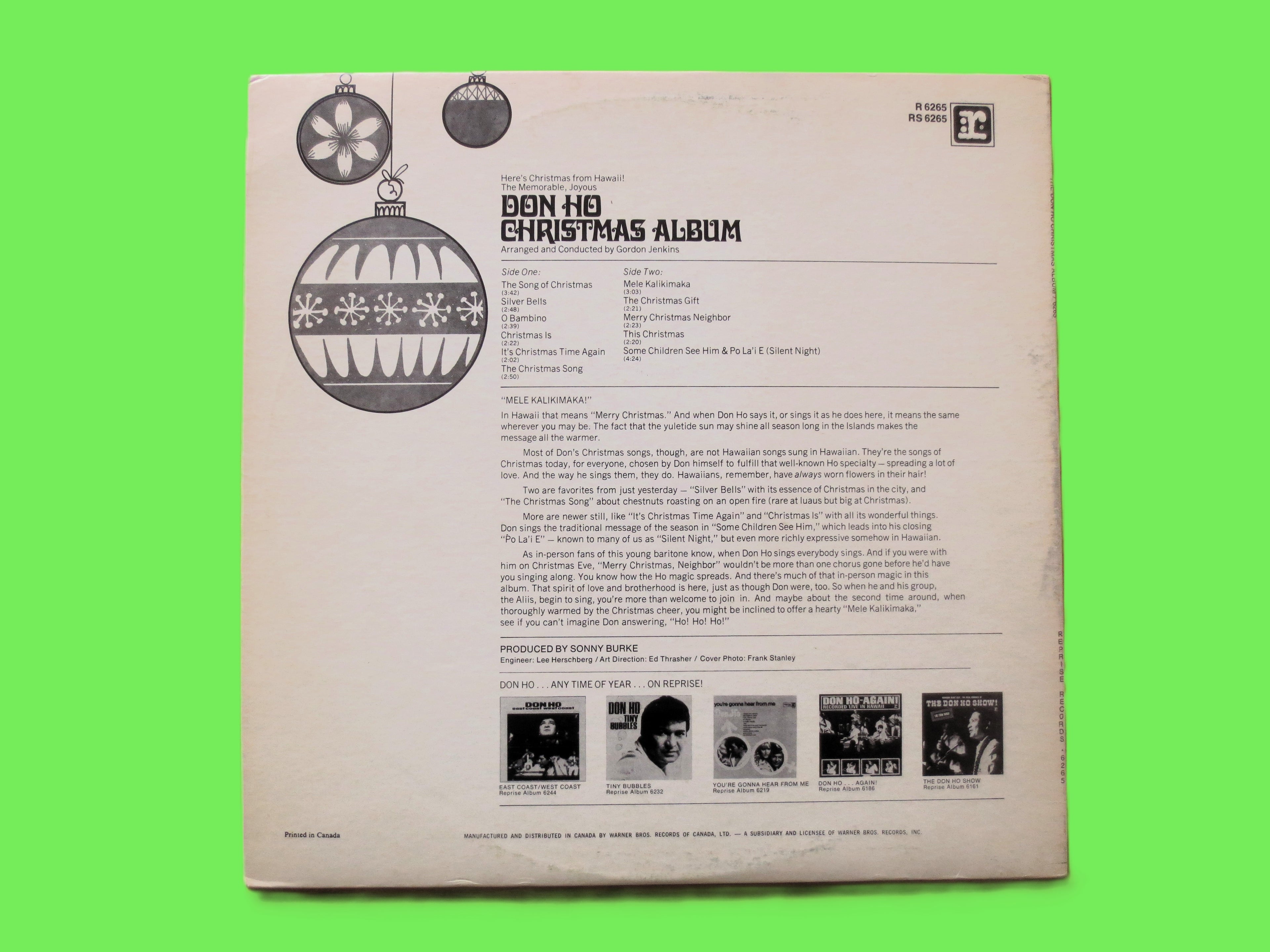 Don Ho – The Don Ho Christmas Album (1967) Vinyl LP