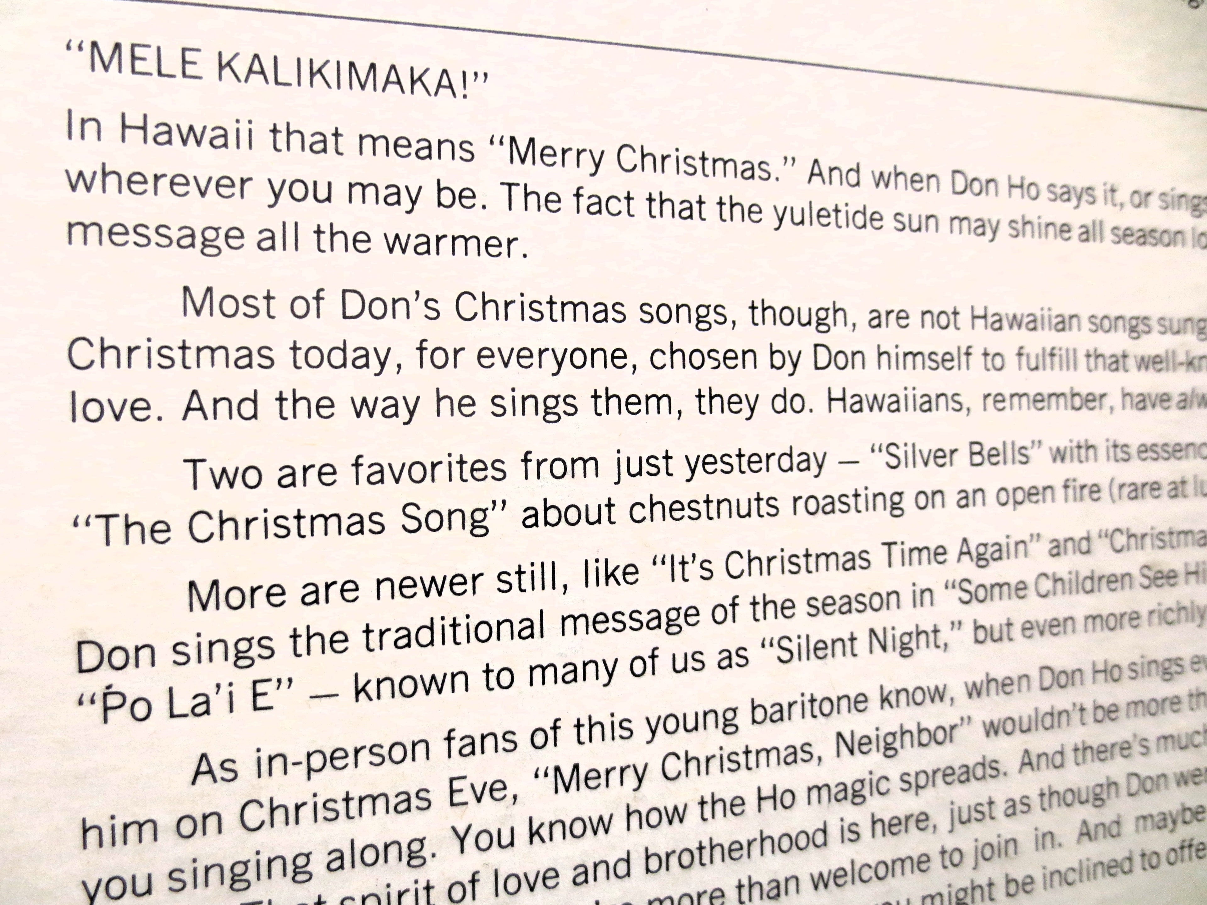 Don Ho – The Don Ho Christmas Album (1967) Vinyl LP