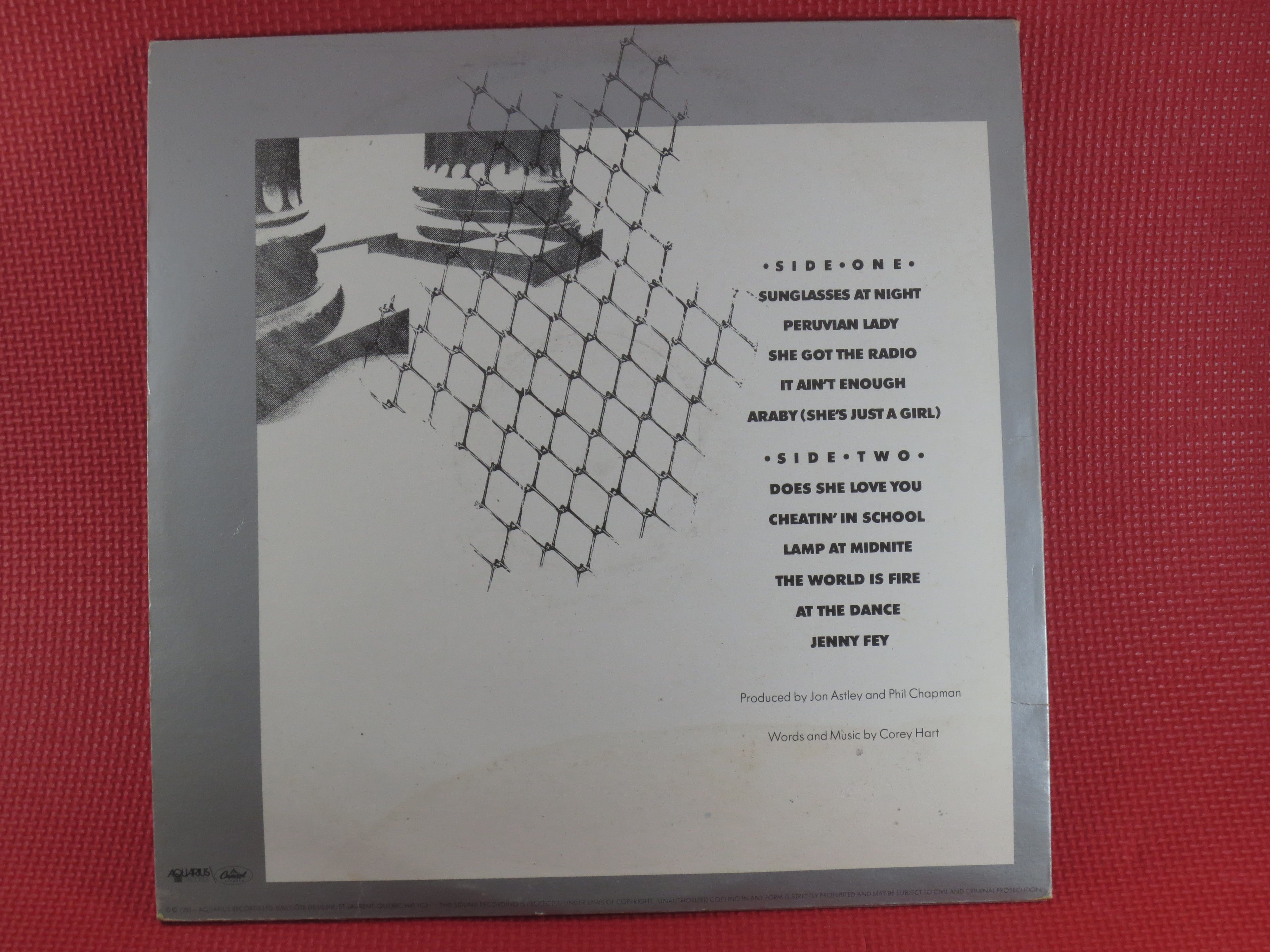 COREY HART, First Offense, Vintage Album, 1983 Record, Vinyl Lp