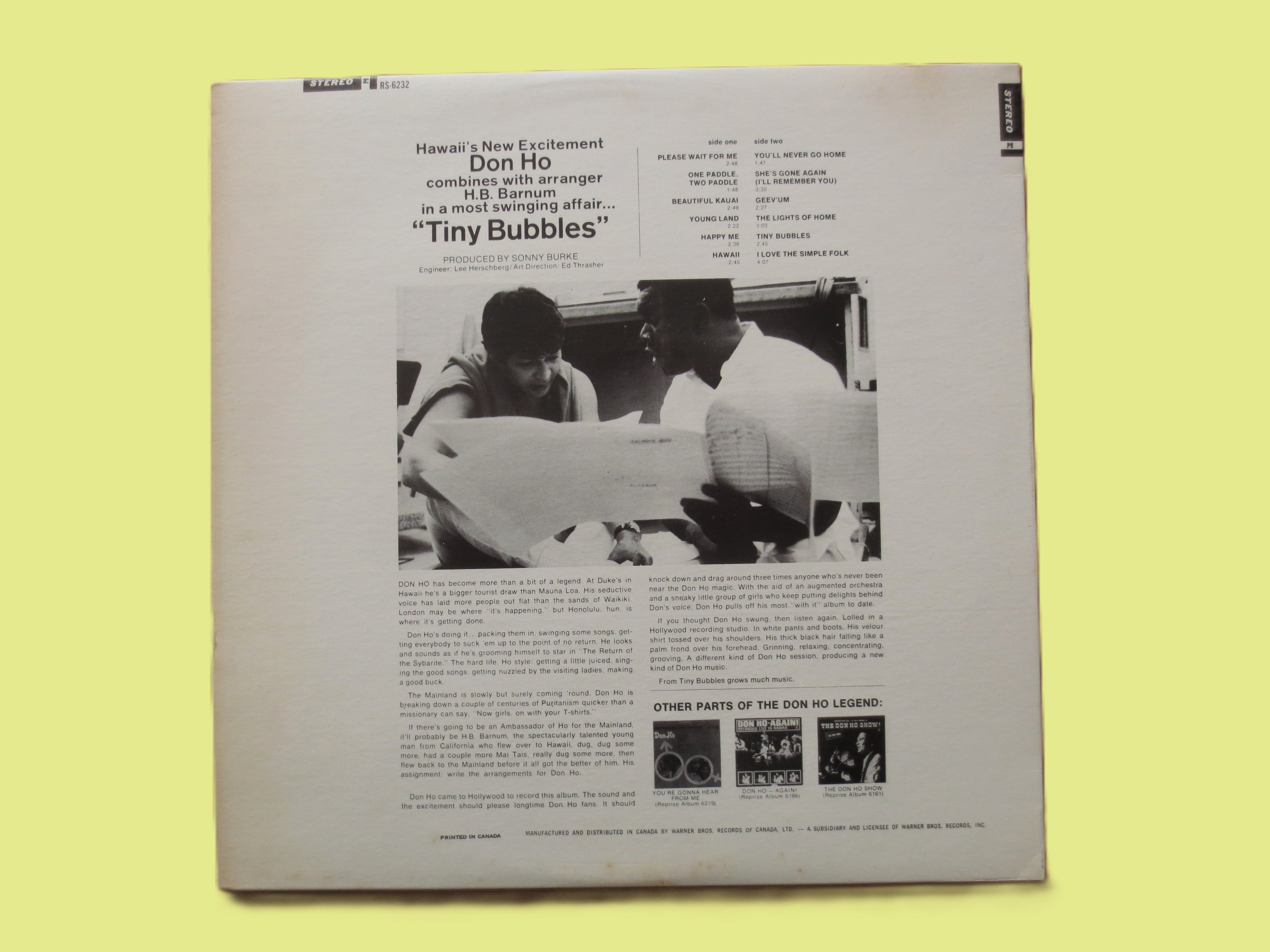 Don Ho – Tiny Bubbles (1966) Vinyl LP