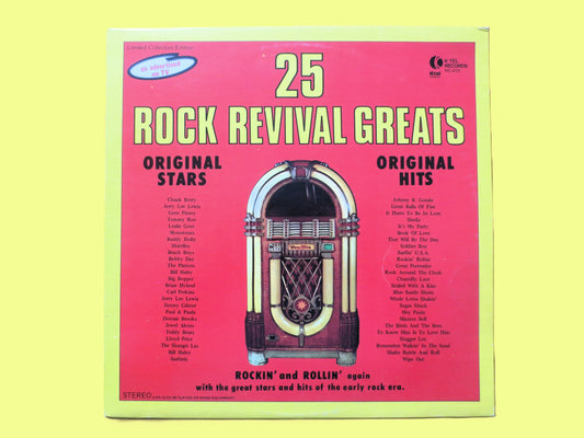 K-TEL Records, 25 Rock Revival Greats, Vintage Album, 1972 Record, Vinyl Lp