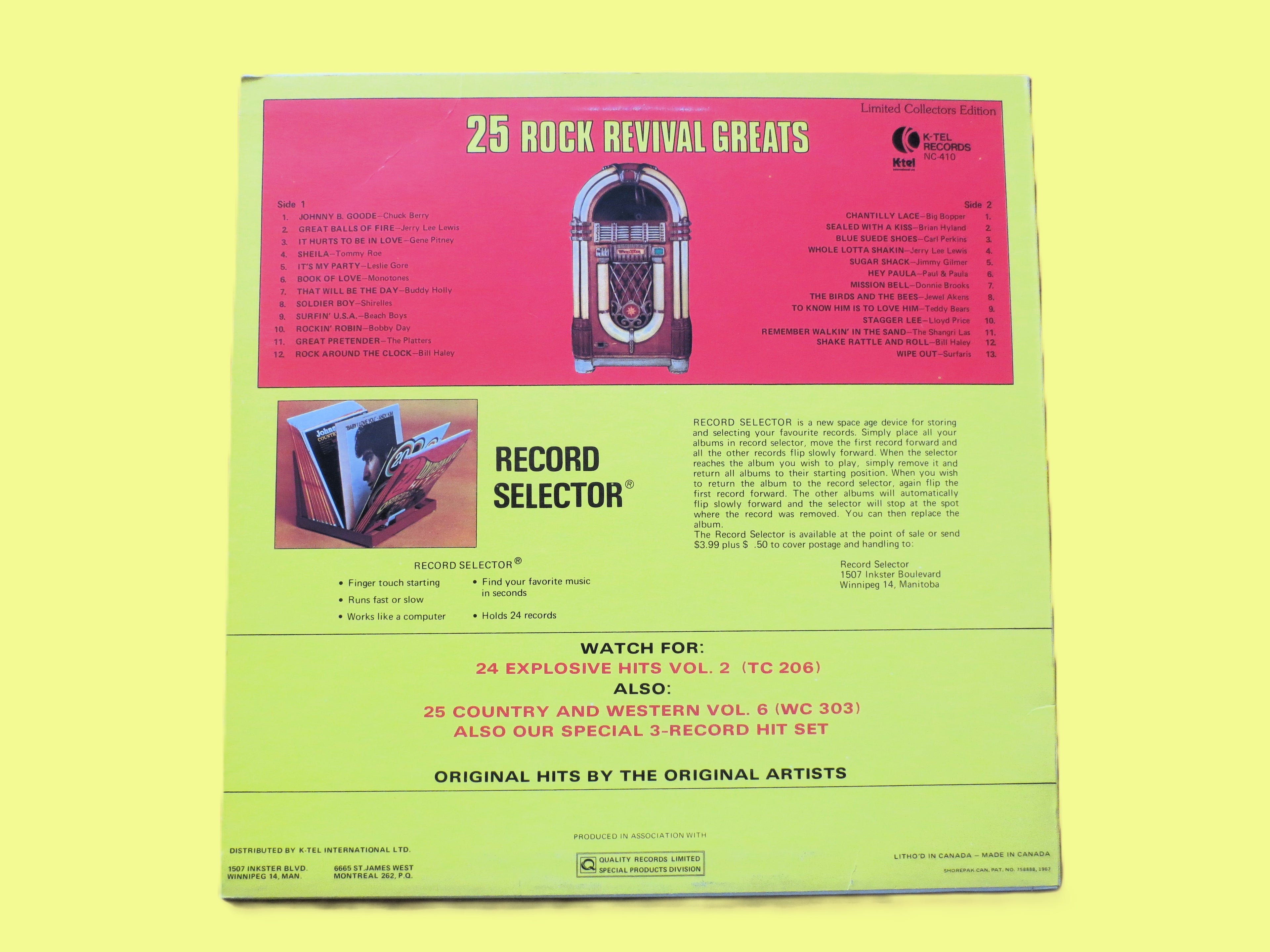 K-Tel – 25 Rock Revival Greats (1972) Vinyl LP