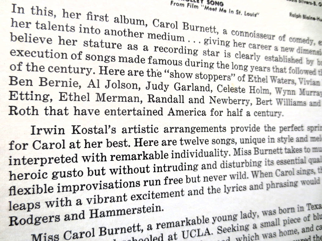 Carol Burnett – Carol Burnett Remembers How They Stopped the Show (1961) Vinyl LP