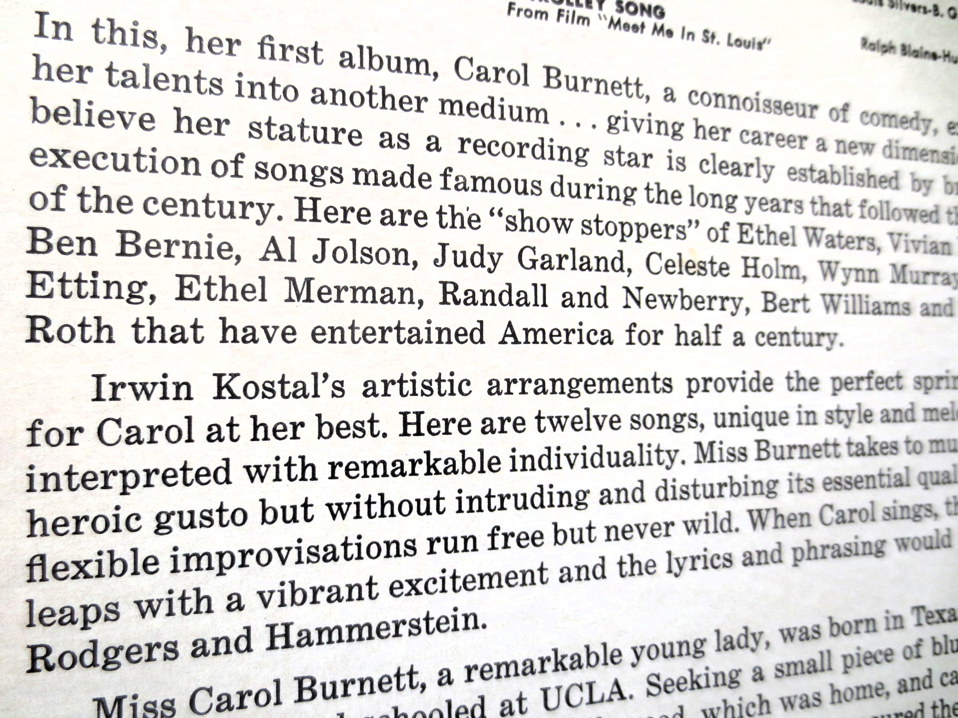 Carol Burnett – Carol Burnett Remembers How They Stopped the Show (1961) Vinyl LP
