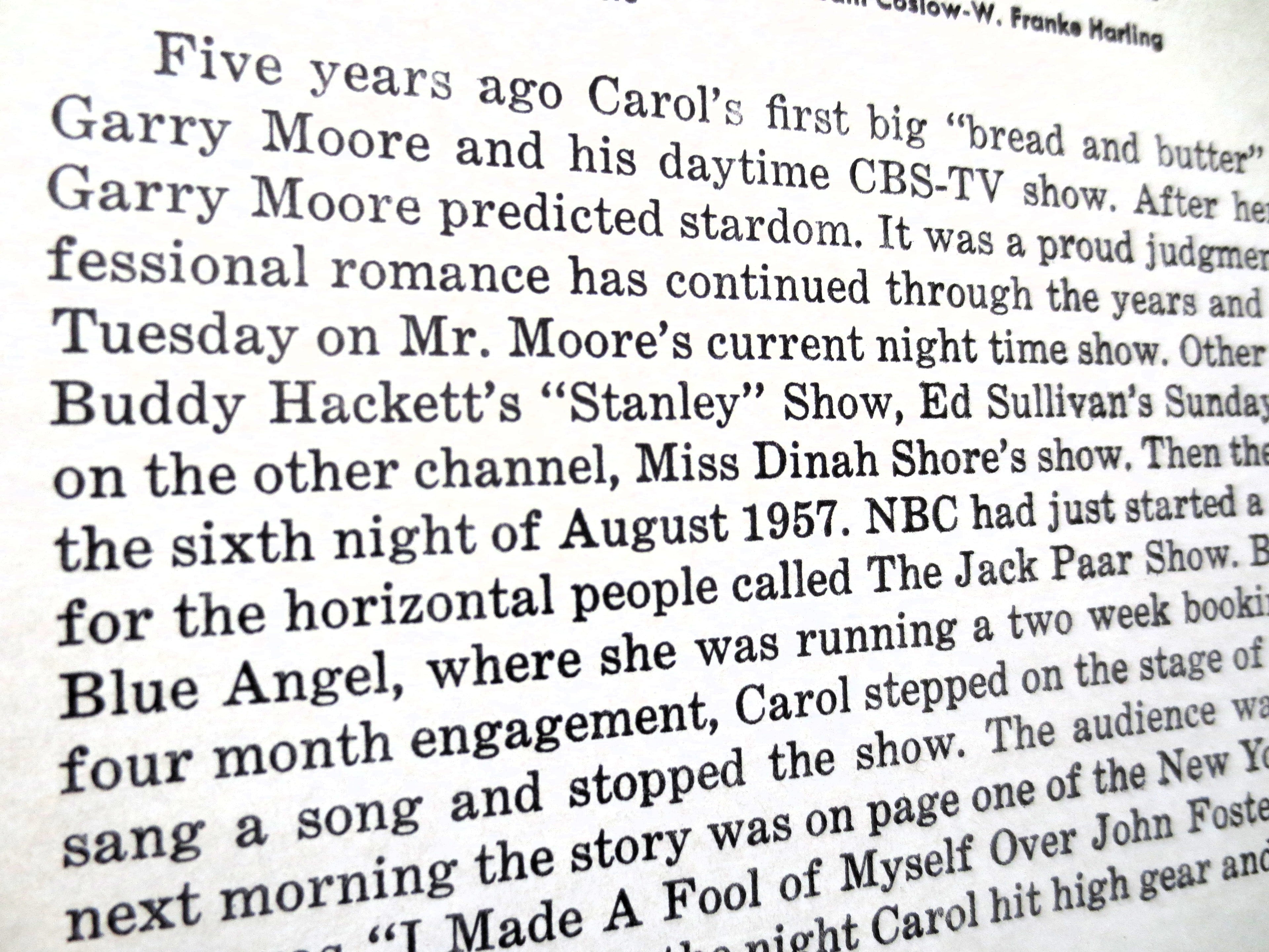 Carol Burnett – Carol Burnett Remembers How They Stopped the Show (1961) Vinyl LP