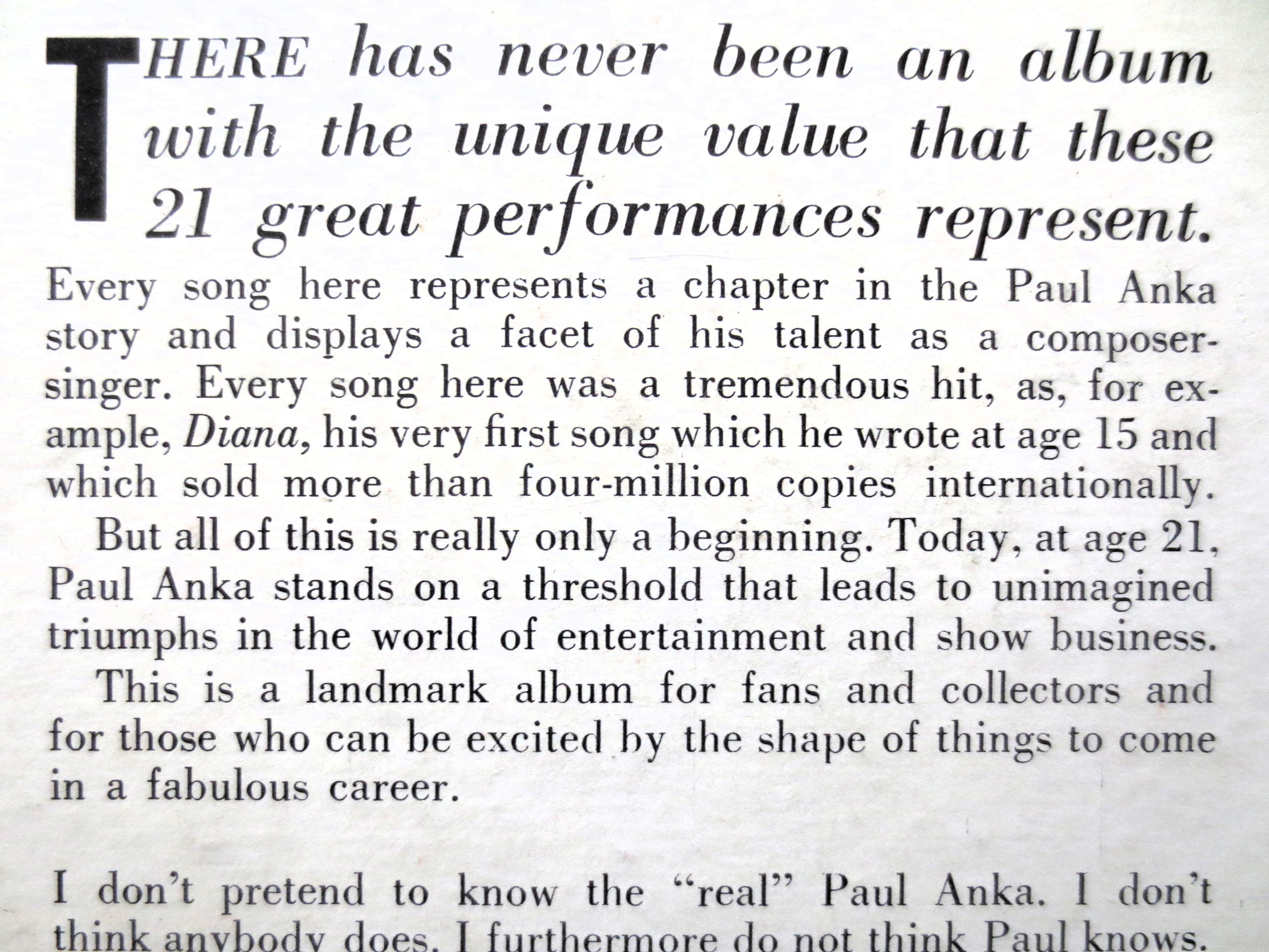 Paul Anka – 21 Golden Hits (1963) Vinyl LP