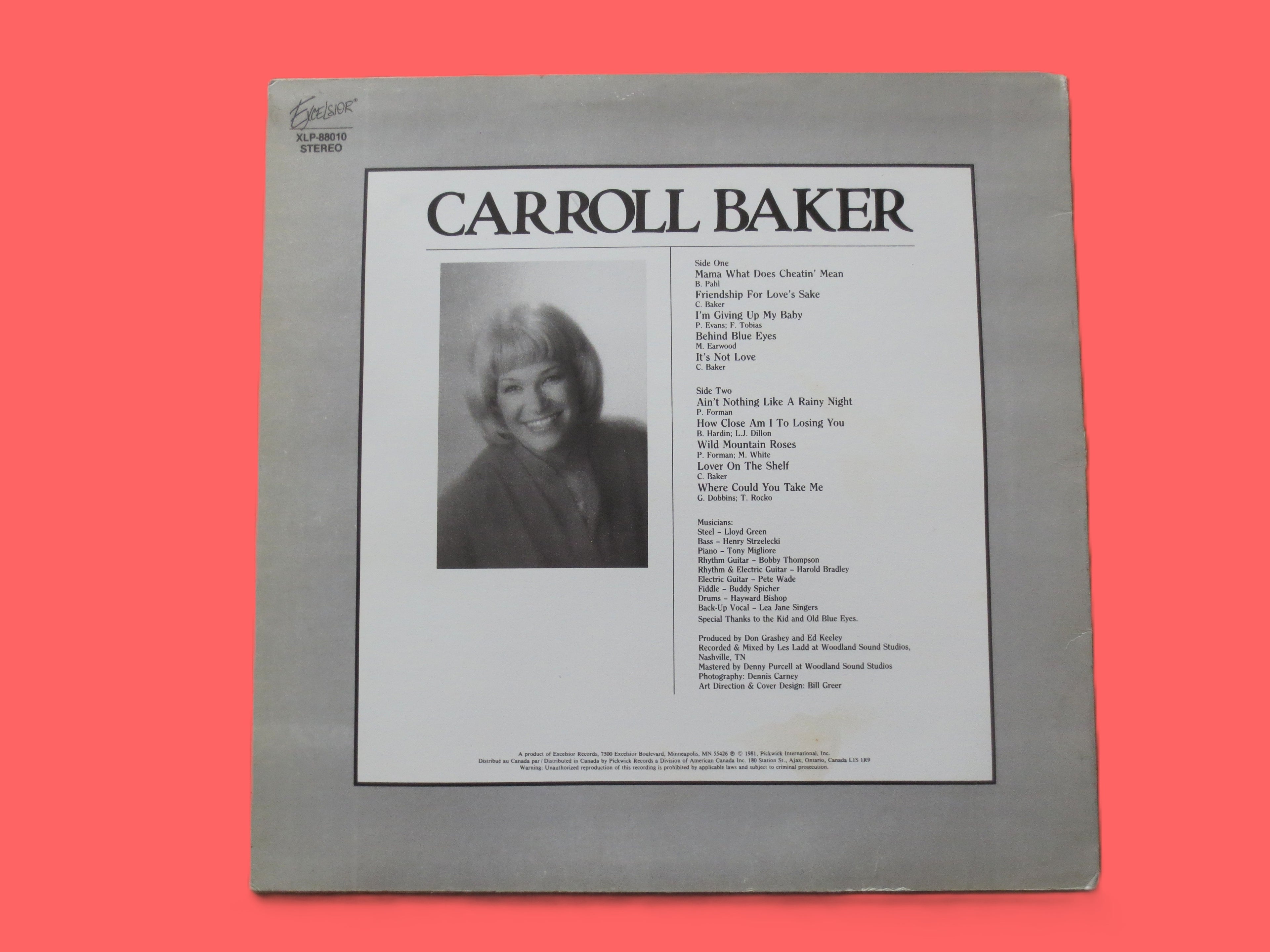 Carroll Baker – Carroll Baker (1971) Vinyl LP – Autographed