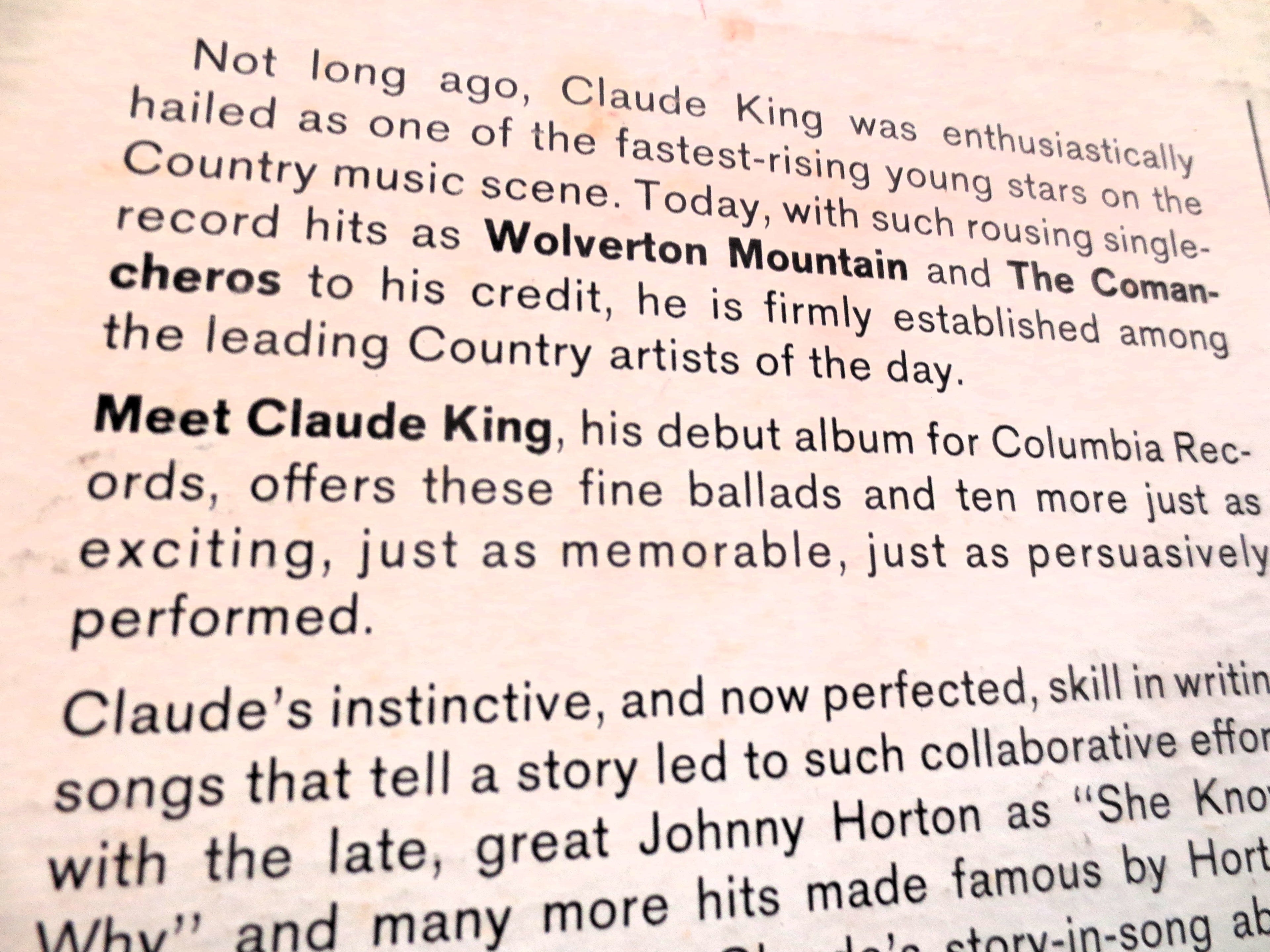 Claude King – Meet Claude King (1962) Vinyl LP