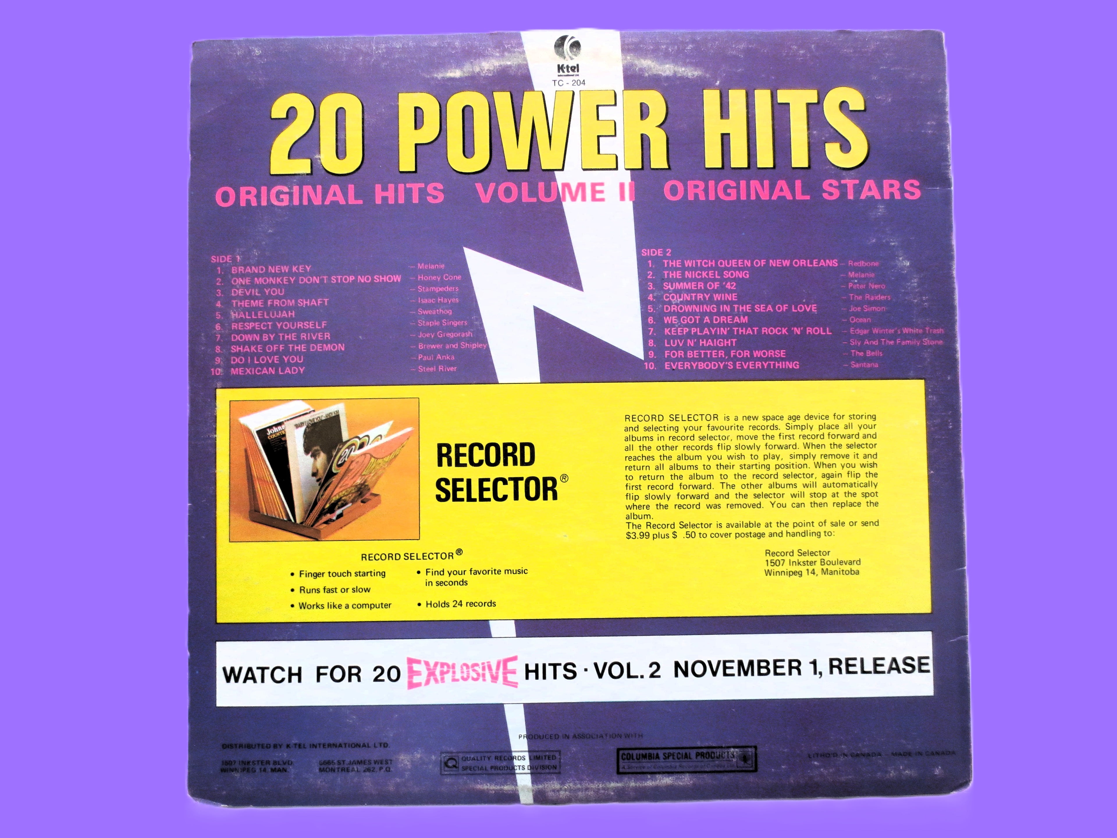 K-Tel – 20 Power Hits (c. 1970) Vinyl LP