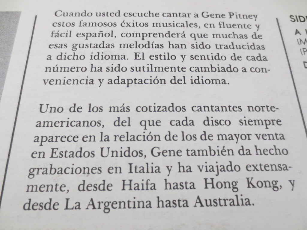 Gene Pitney – Español (1966) Vinyl LP