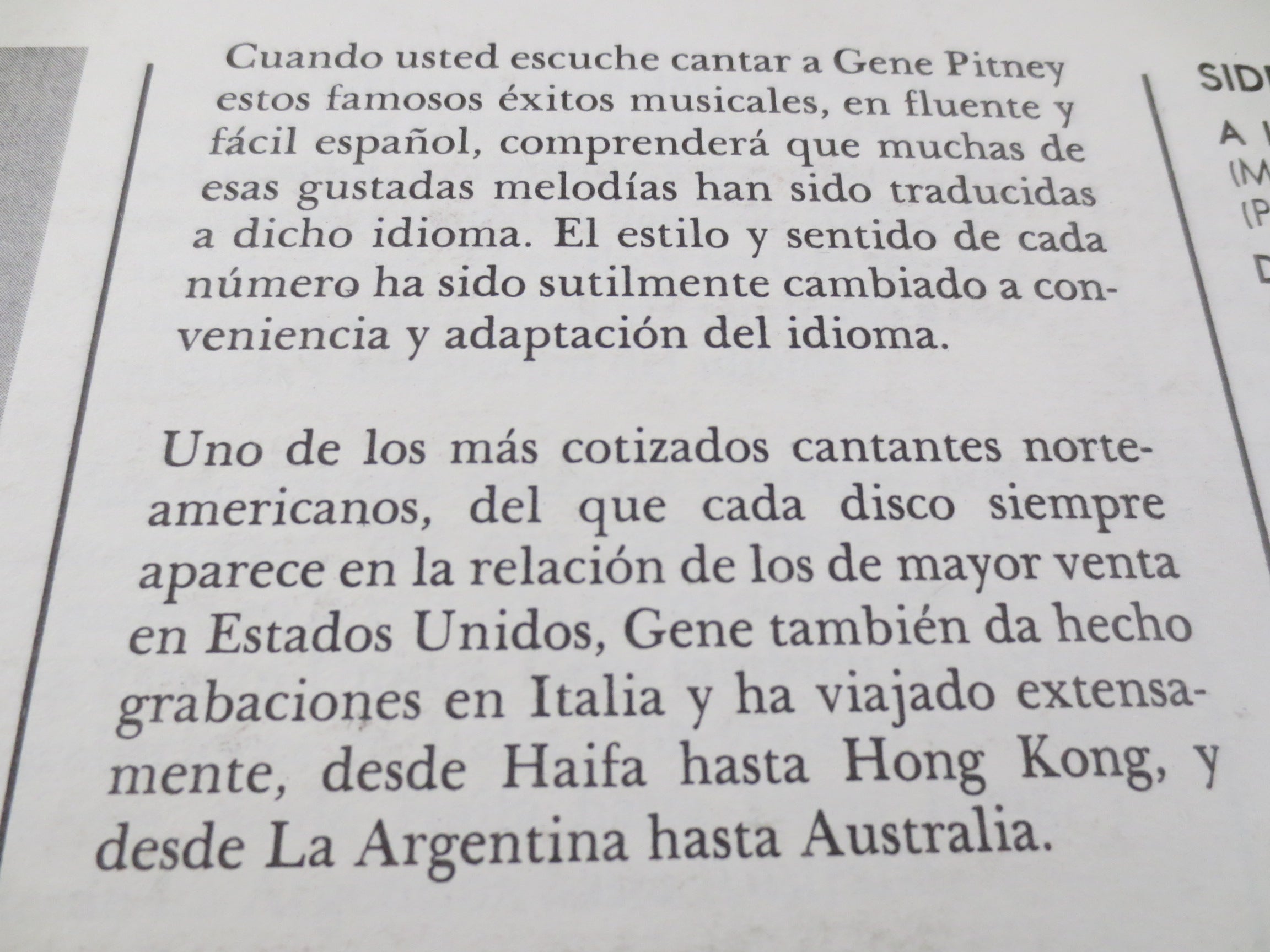 Gene Pitney – Español (1966) Vinyl LP