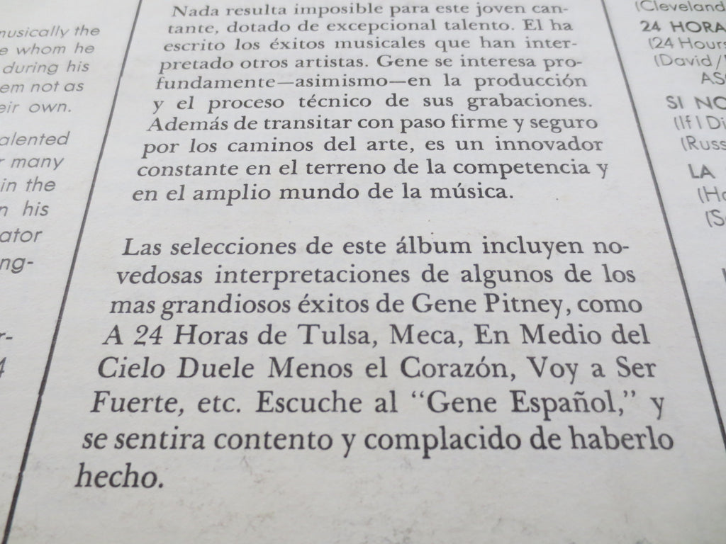 Gene Pitney – Español (1966) Vinyl LP