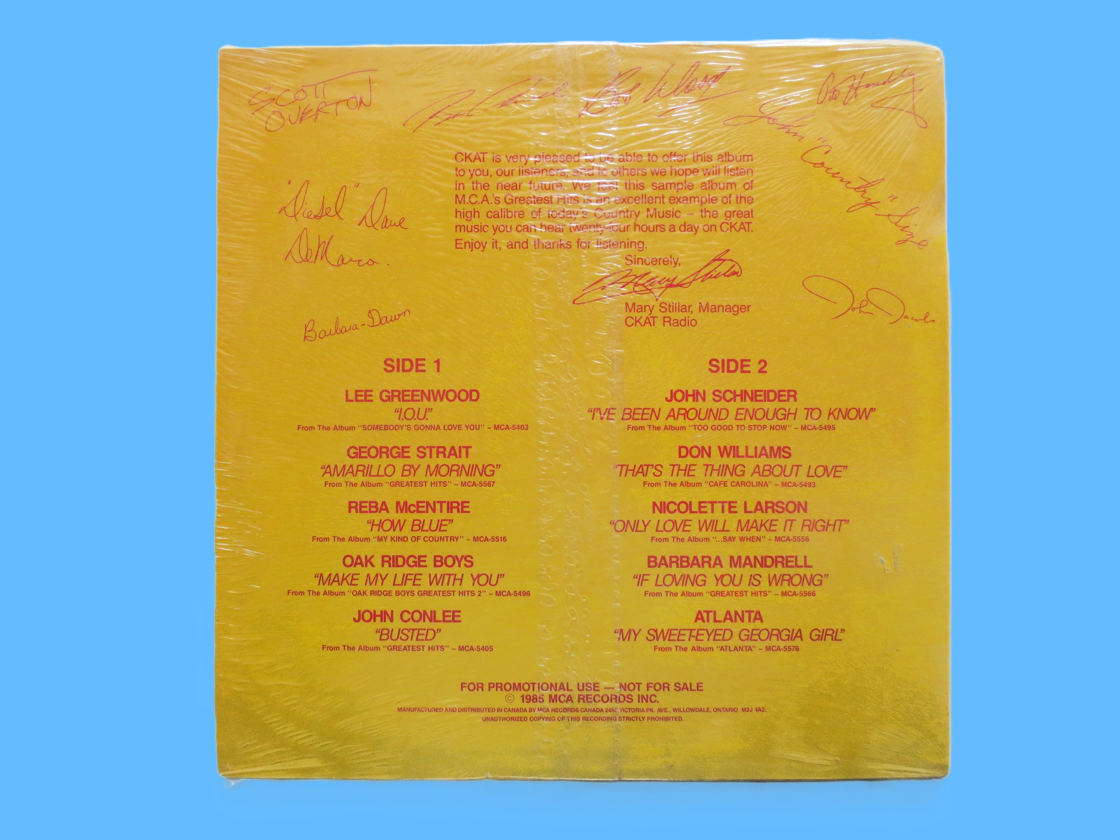 CKAT Country 101 – MCA Greatest Hits Promo (1985) Vinyl LP – Factory Sealed