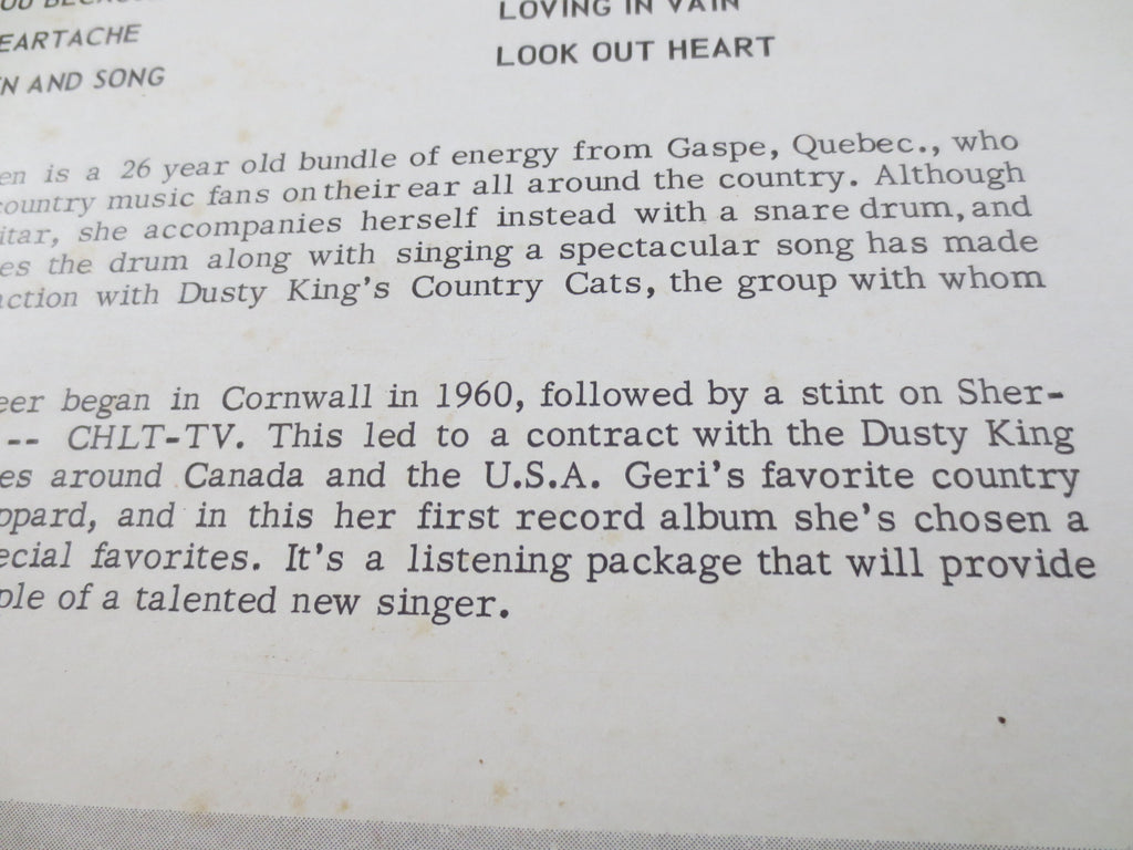 Geri O'Brien – Out Behind the Barn (1959) Vinyl LP