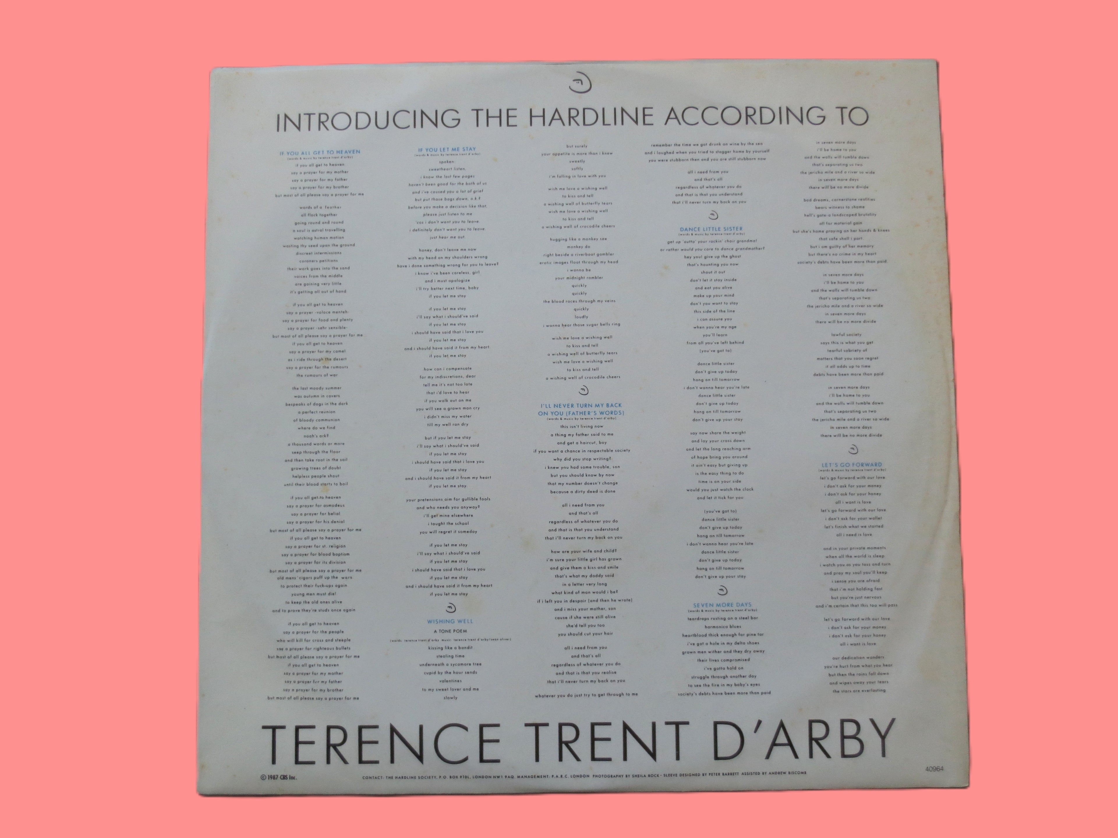 Terence Trent D'Arby – Introducing the Hardline (1987) Vinyl LP