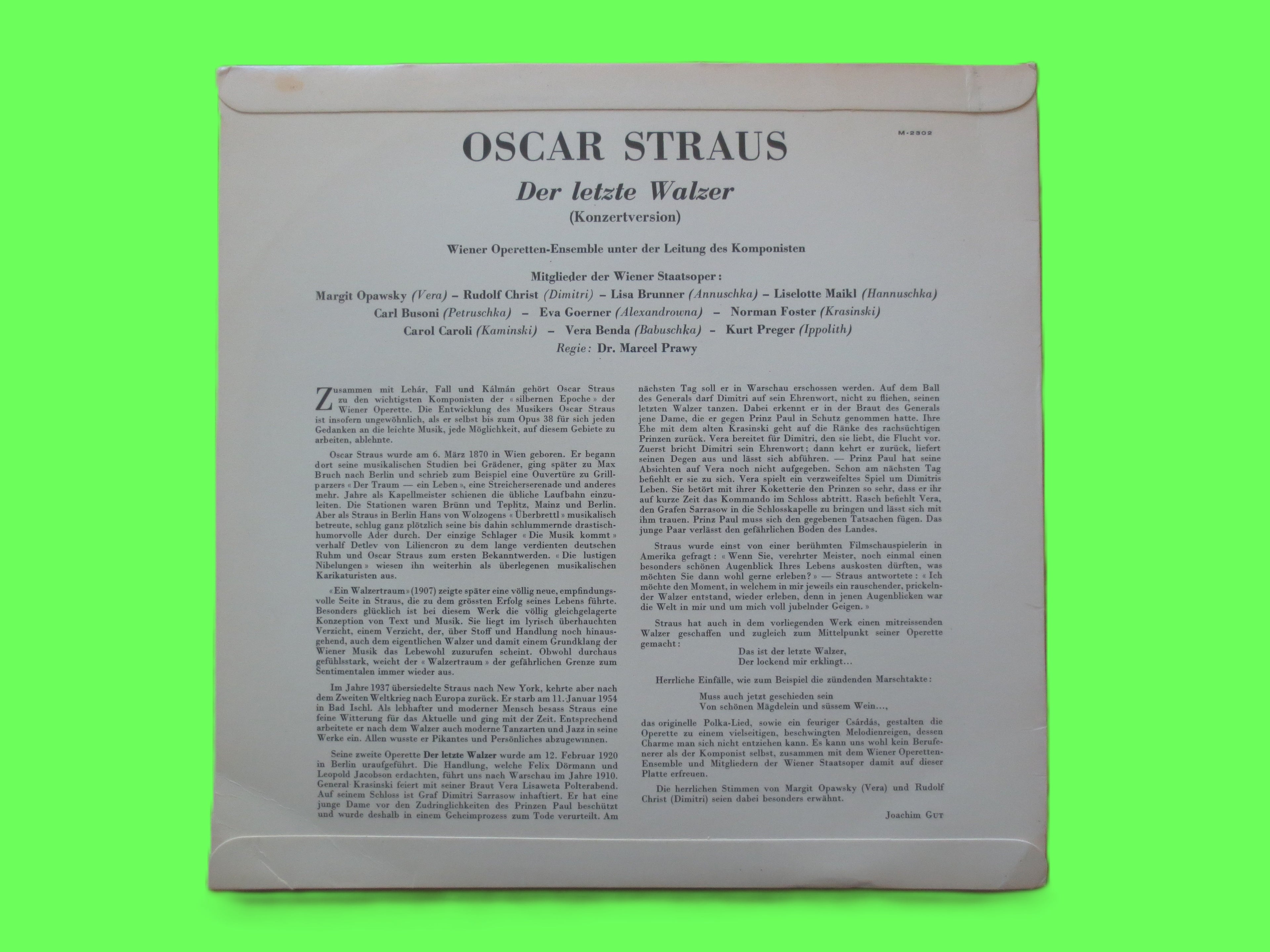 Oscar Straus – Der Letzte Walzer (c.1967) Vinyl LP