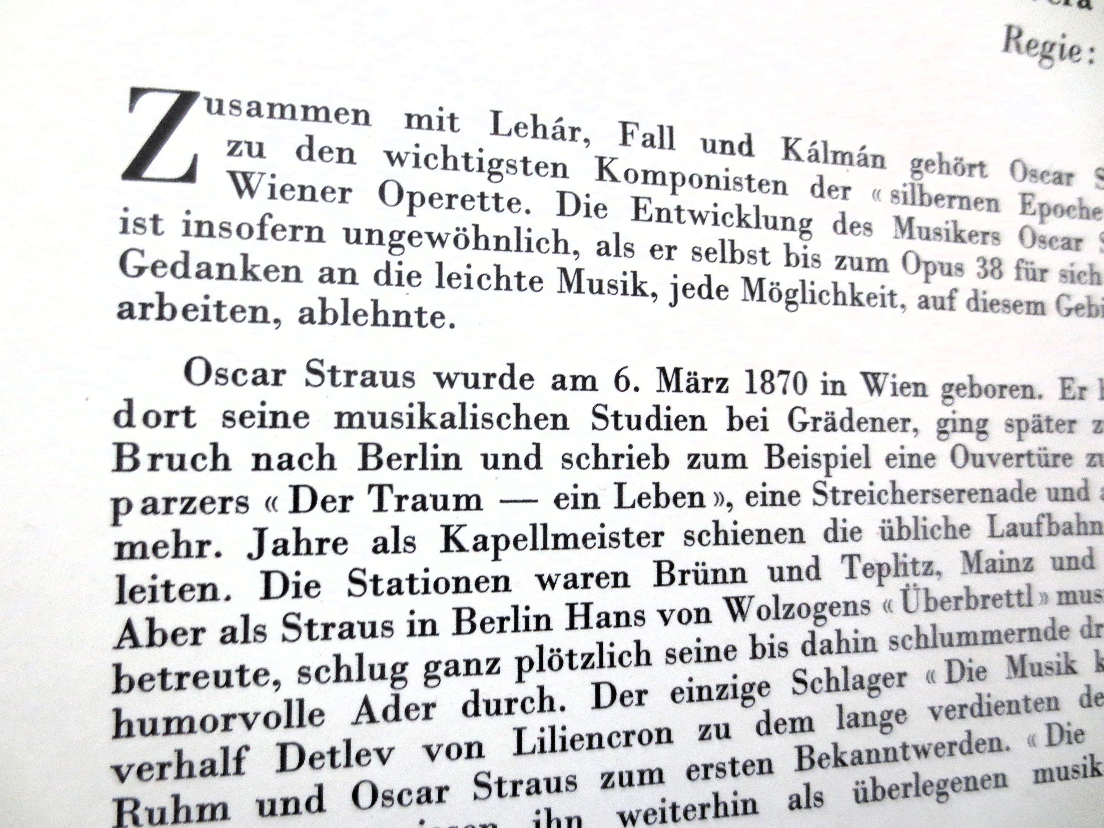 Oscar Straus – Der Letzte Walzer (c.1967) Vinyl LP
