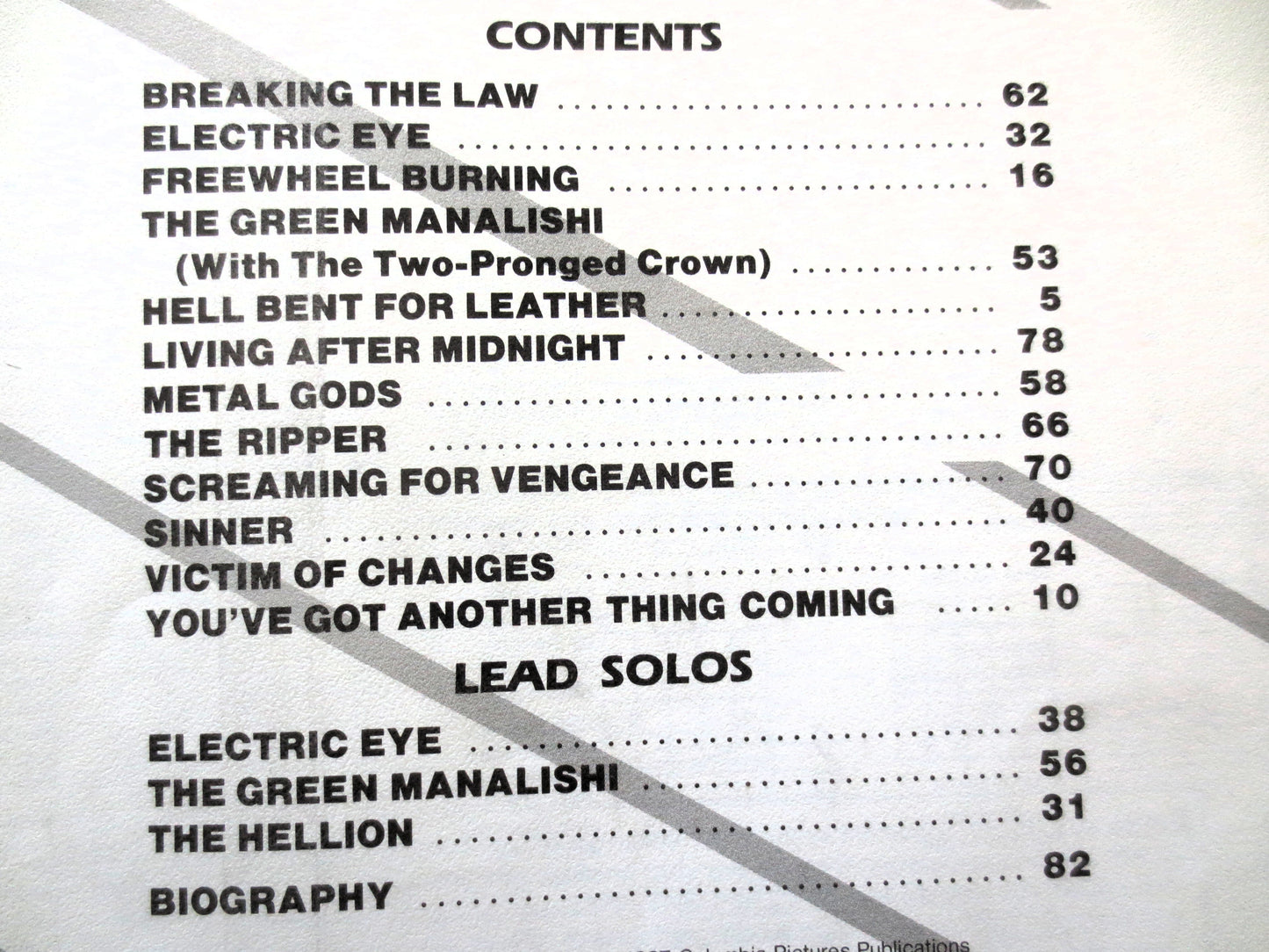 JUDAS PRIEST, Classics, Sheet Music Book, 1987 Songbook