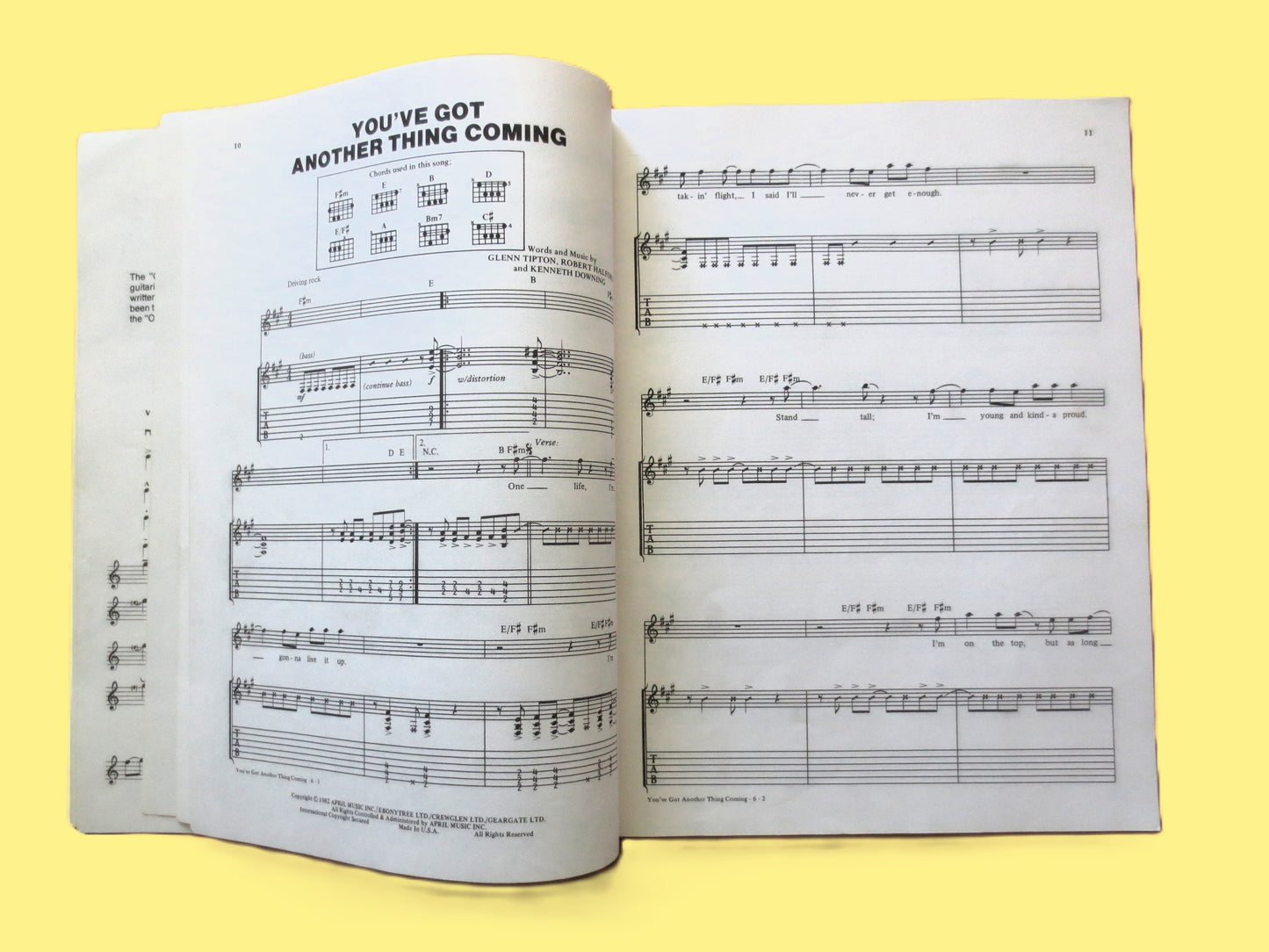 JUDAS PRIEST, Classics, Sheet Music Book, 1987 Songbook