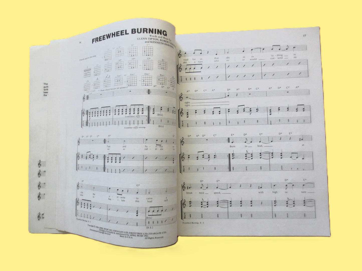 JUDAS PRIEST, Classics, Sheet Music Book, 1987 Songbook