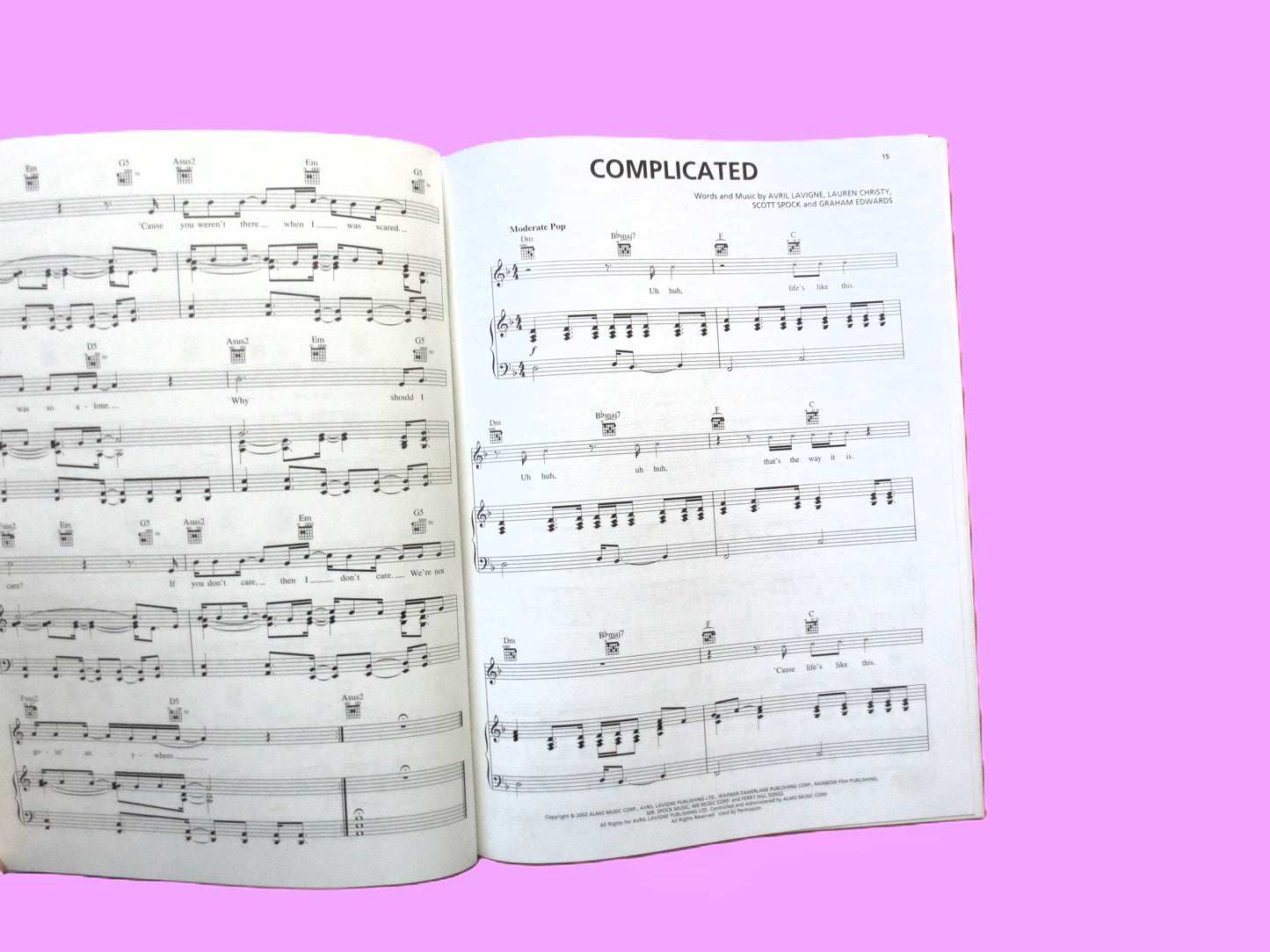 AVRIL LAVIGNE, Let Go, Sheet Music Book, 2002 Songbook