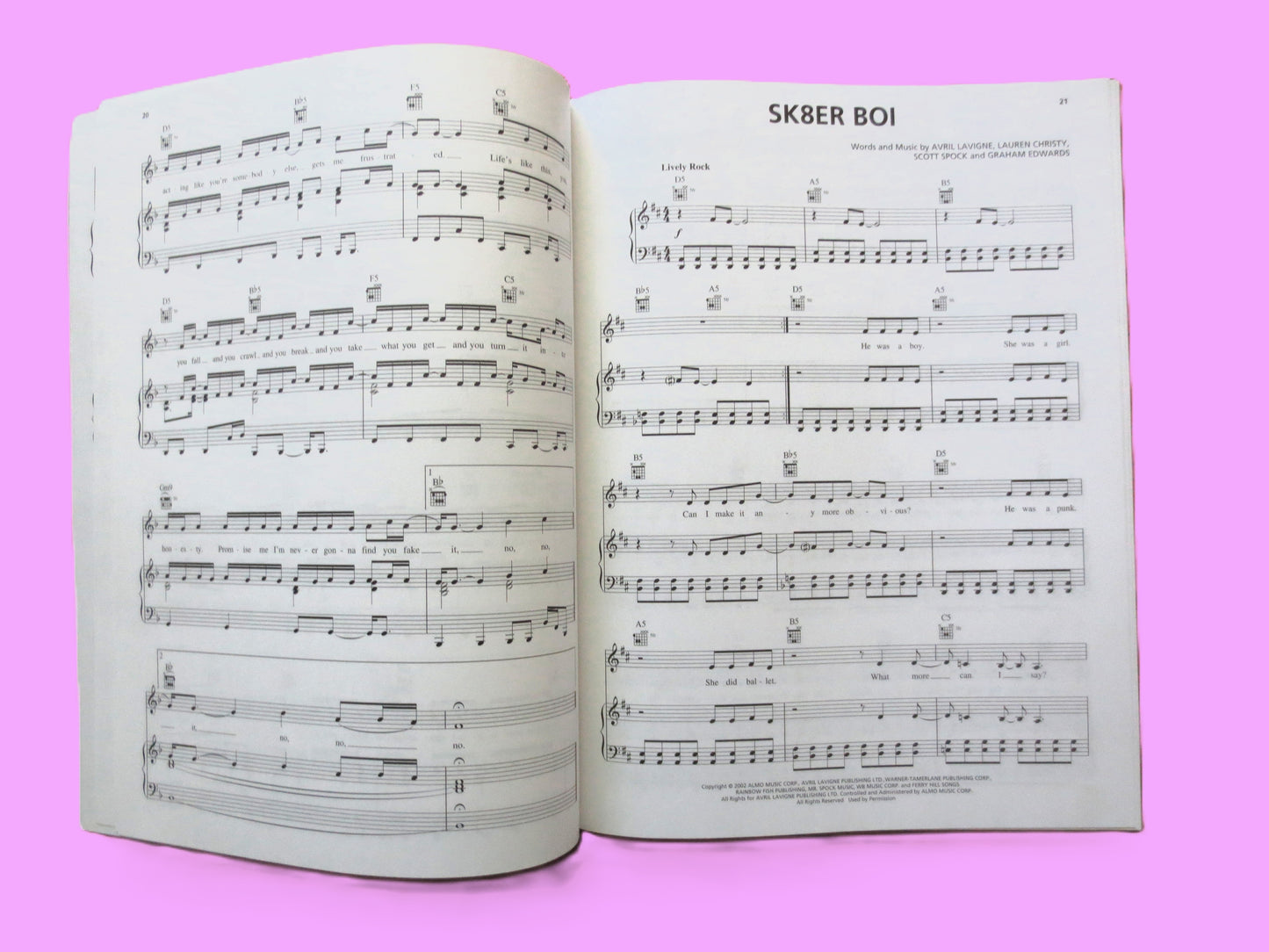 AVRIL LAVIGNE, Let Go, Sheet Music Book, 2002 Songbook