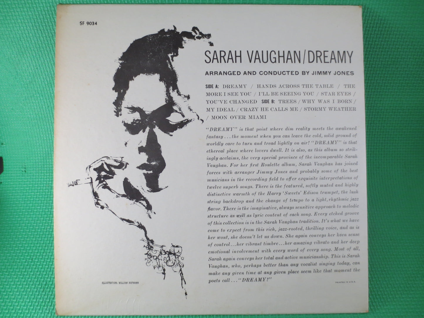 SARAH VAUGHAN, DREAMY, Sarah Vaughan Record, Sarah Vaughan Vinyl, Sarah Vaughan Lp, Jazz Record, Vinyl, Vintage Records, 1960 Records