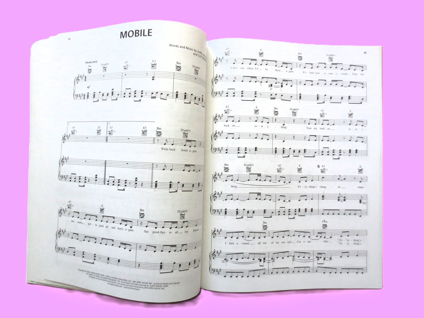 AVRIL LAVIGNE, Let Go, Sheet Music Book, 2002 Songbook