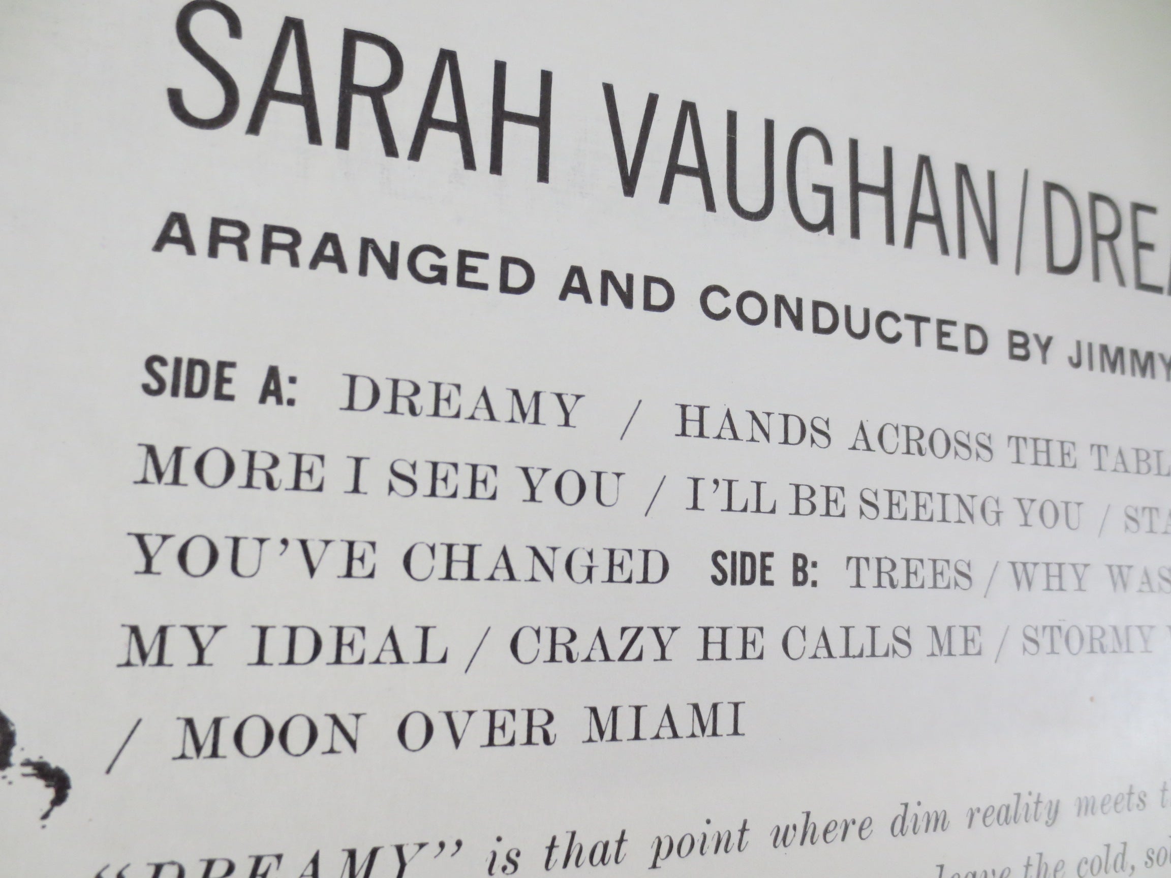 Sarah Vaughan – Dreamy (1960) Vinyl LP