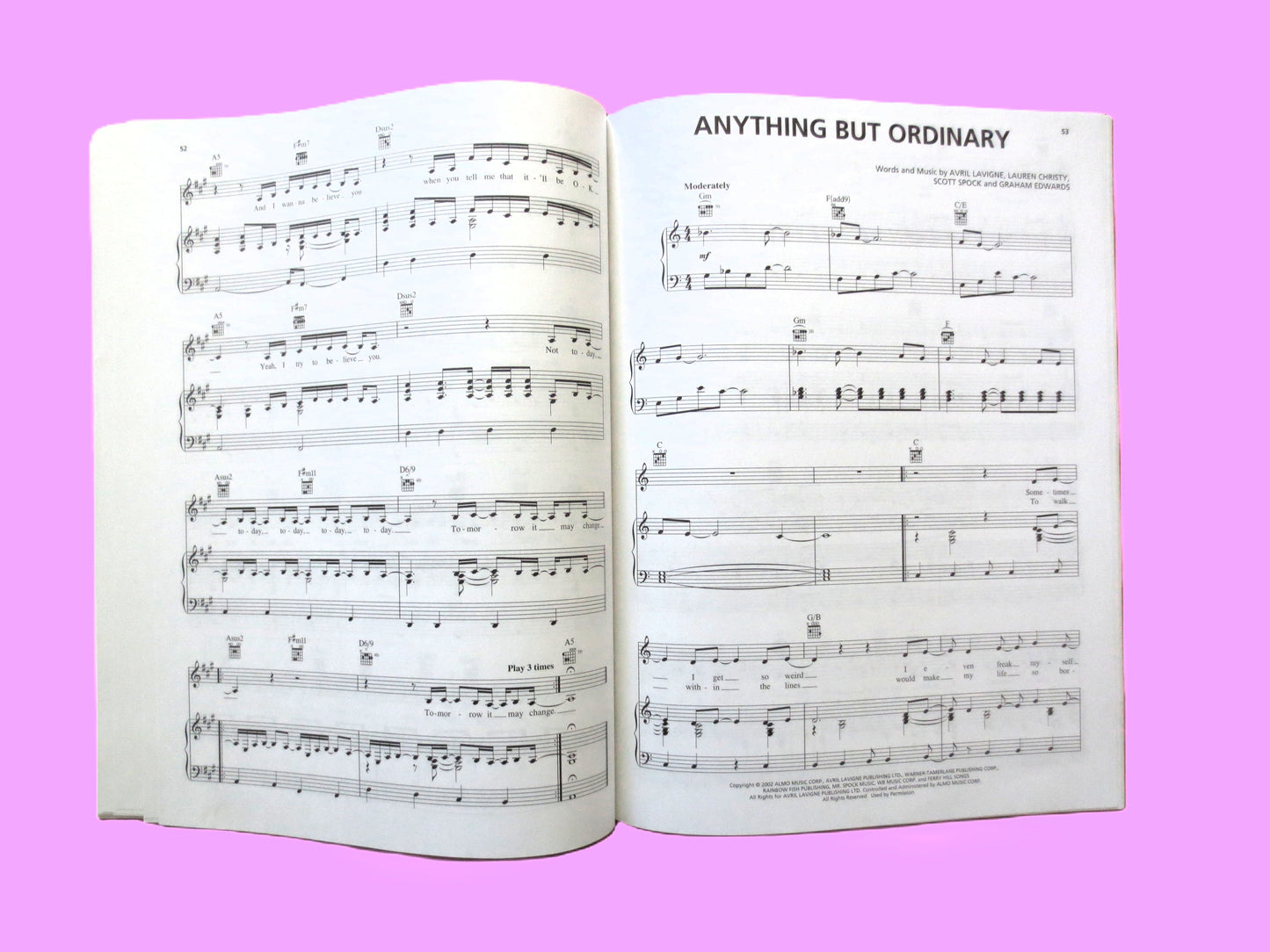 AVRIL LAVIGNE, Let Go, Sheet Music Book, 2002 Songbook