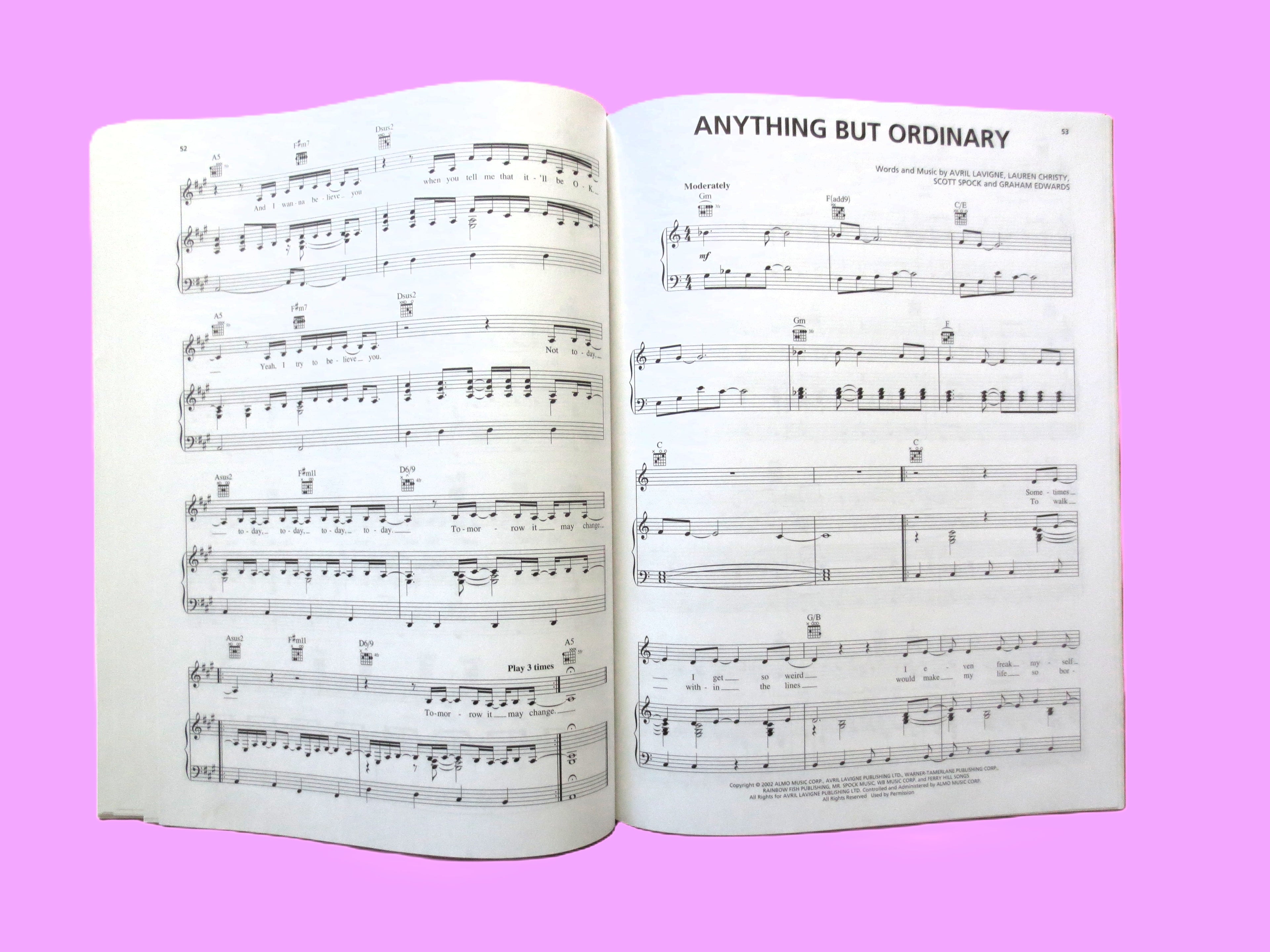 Avril Lavigne – Let Go Sheet Music Book (2002)