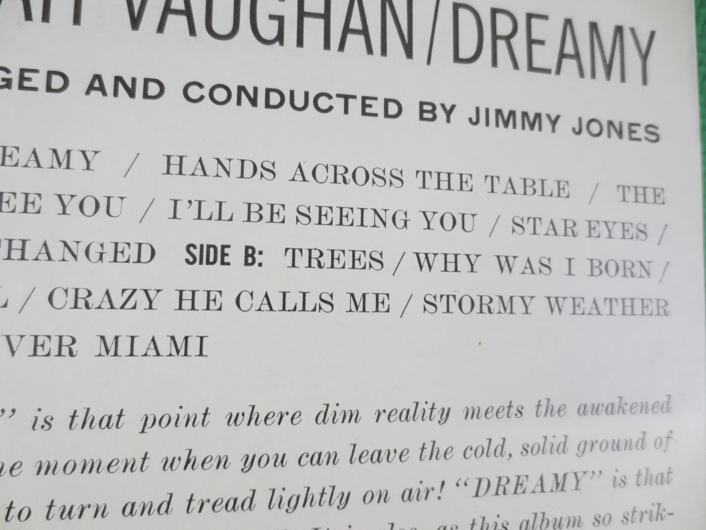 SARAH VAUGHAN, DREAMY, Sarah Vaughan Record, Sarah Vaughan Vinyl, Sarah Vaughan Lp, Jazz Record, Vinyl, Vintage Records, 1960 Records