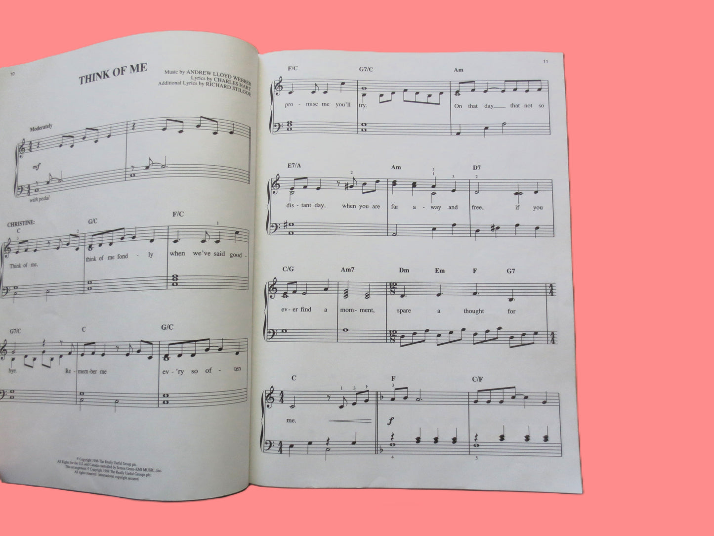 The PHANTOM of the OPERA, Sheet Music Book, 1988 Songbook
