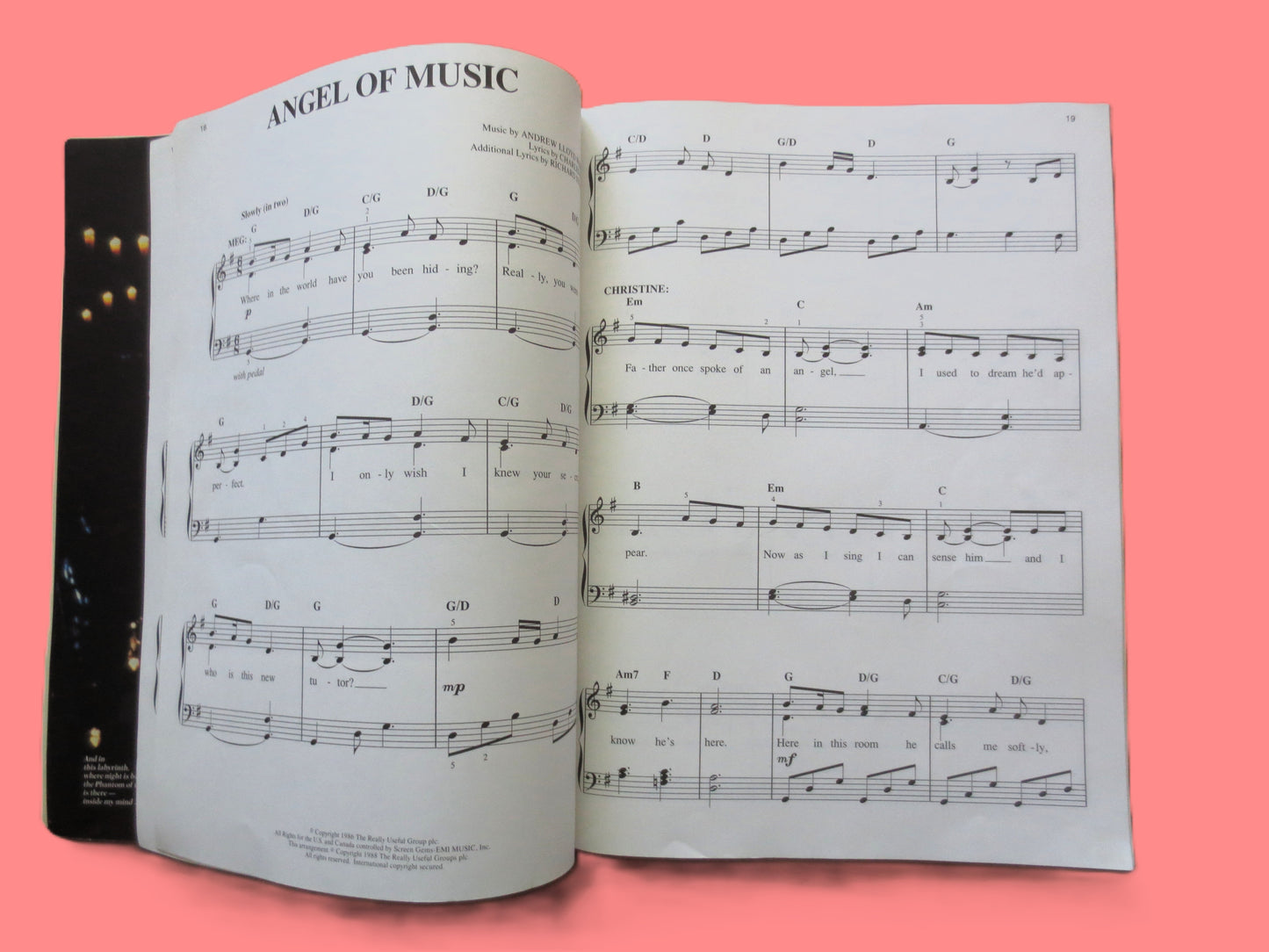 The PHANTOM of the OPERA, Sheet Music Book, 1988 Songbook