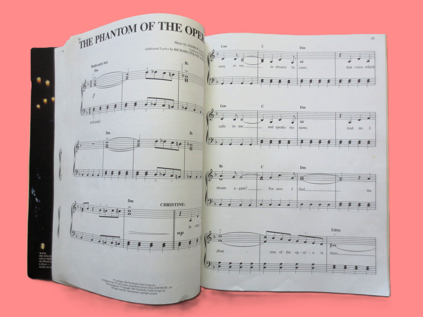 The PHANTOM of the OPERA, Sheet Music Book, 1988 Songbook