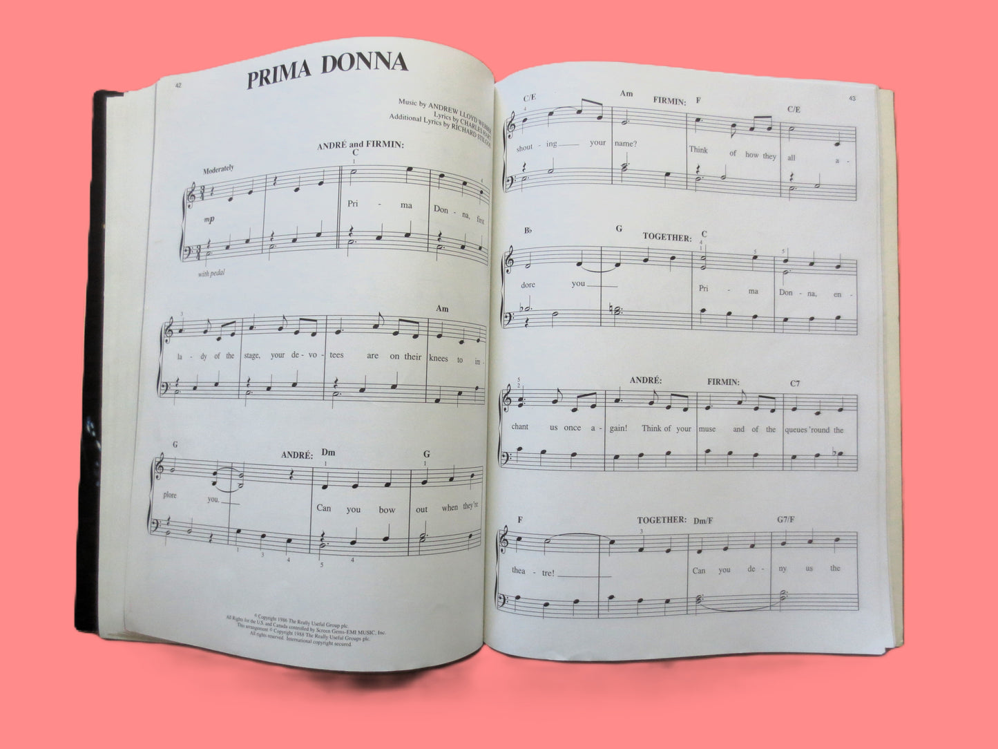 The PHANTOM of the OPERA, Sheet Music Book, 1988 Songbook
