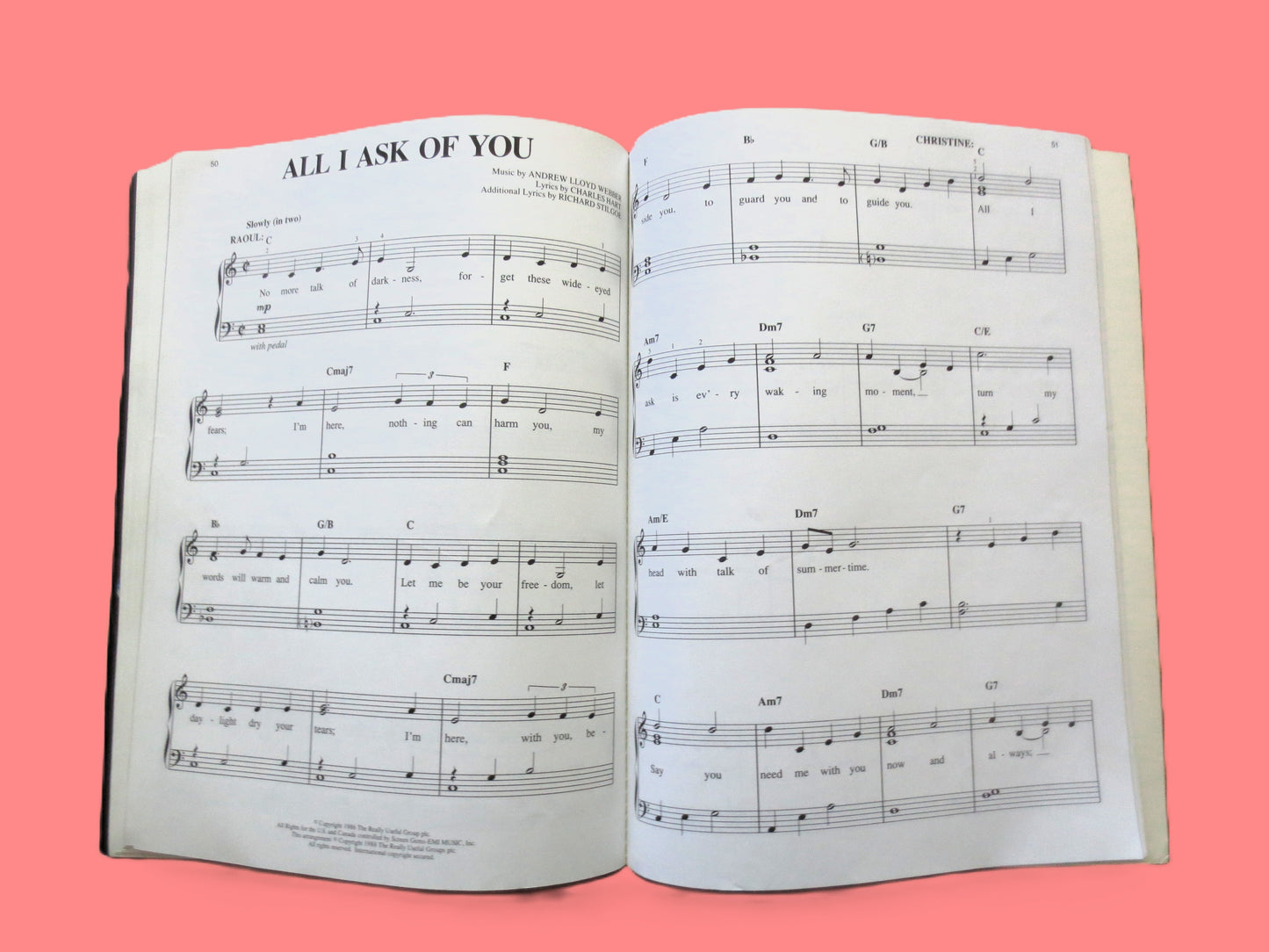 The PHANTOM of the OPERA, Sheet Music Book, 1988 Songbook