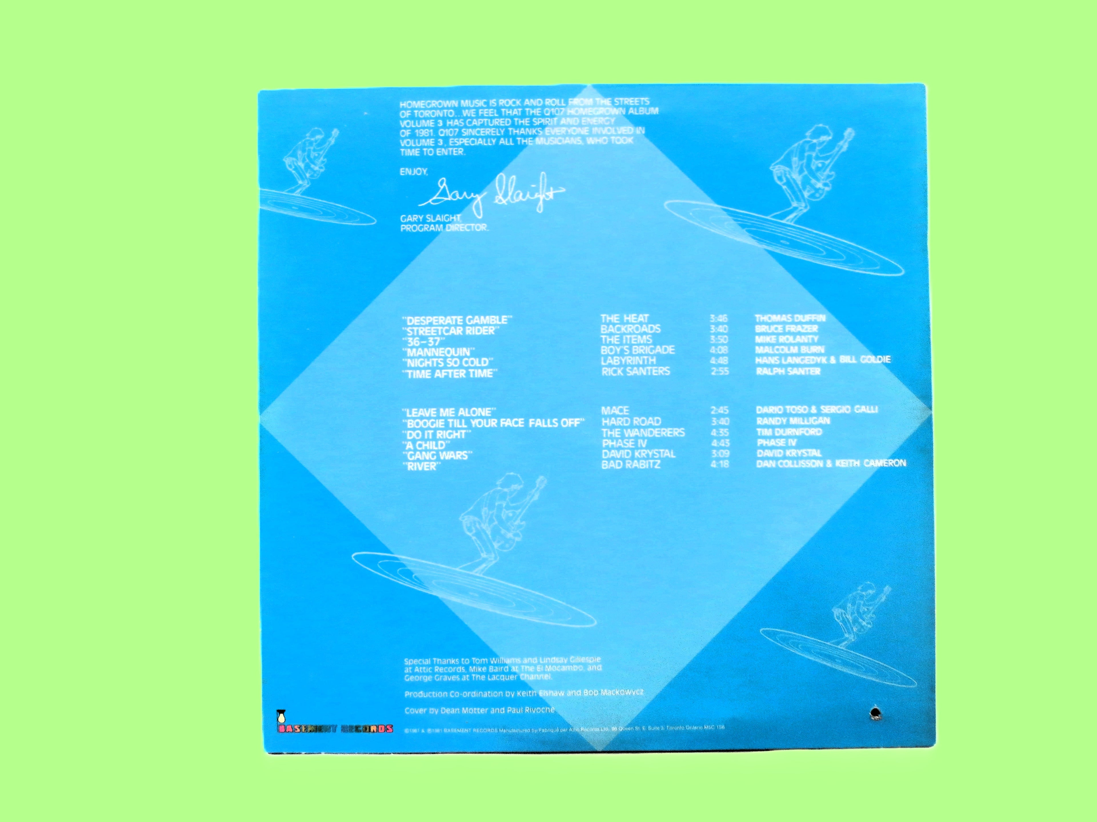 Q107 Radio – Homegrown Volume 3 (1981) Vinyl LP