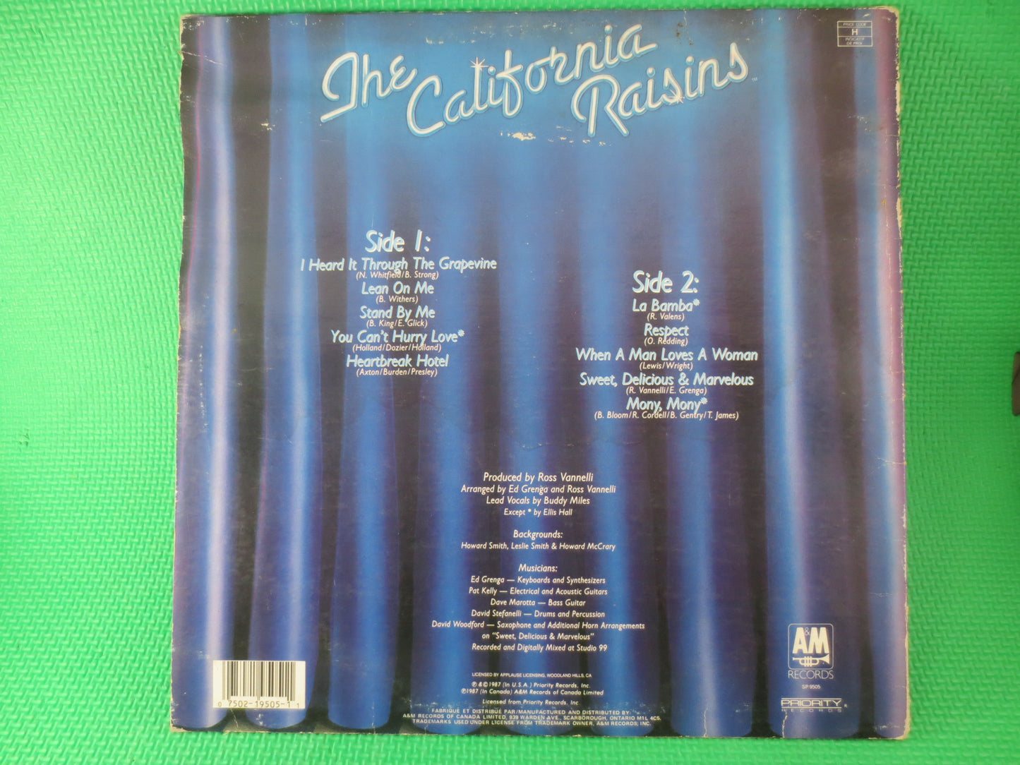 CALIFORNIA RAISINS, Sing the Hit SONGS, Soul Records, Soul Albums, Novelty Record, Novelty Album, Soul Lps, Vintage Records, 1987 Records