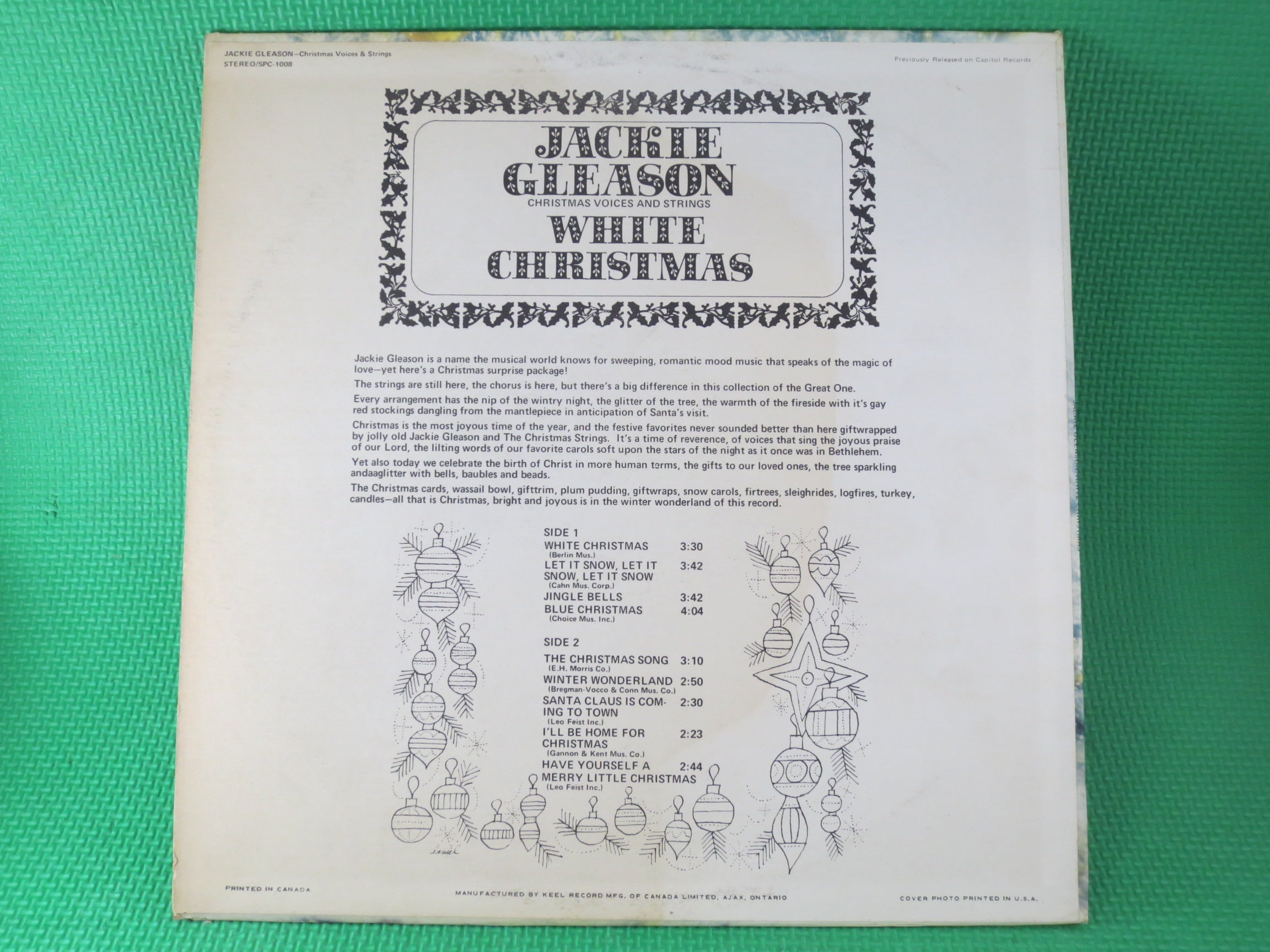 JACKIE GLEASON, White Christmas, Vintage Album, 1963 Record, Vinyl Lp